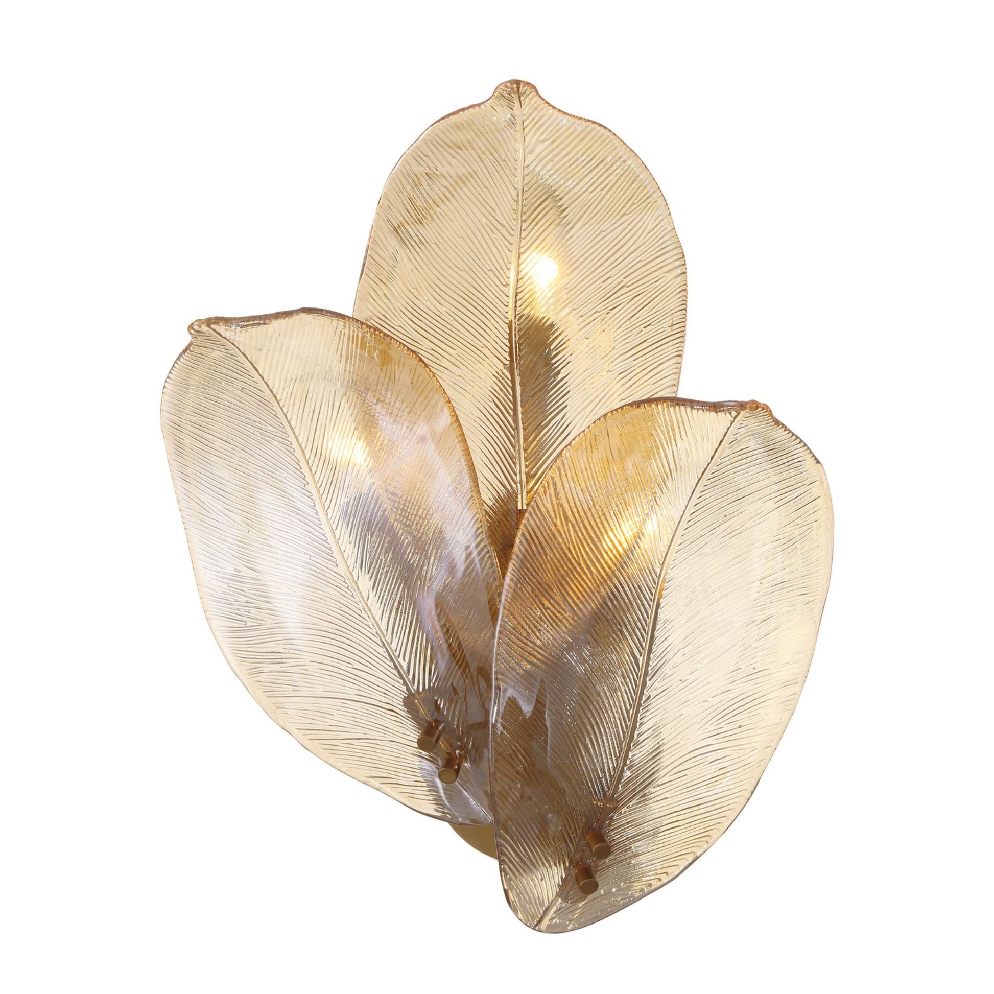 Orchid 18" 3-Light Wall Sconce, Legacy Brass with Amber Glass Finish - Bees Lighting