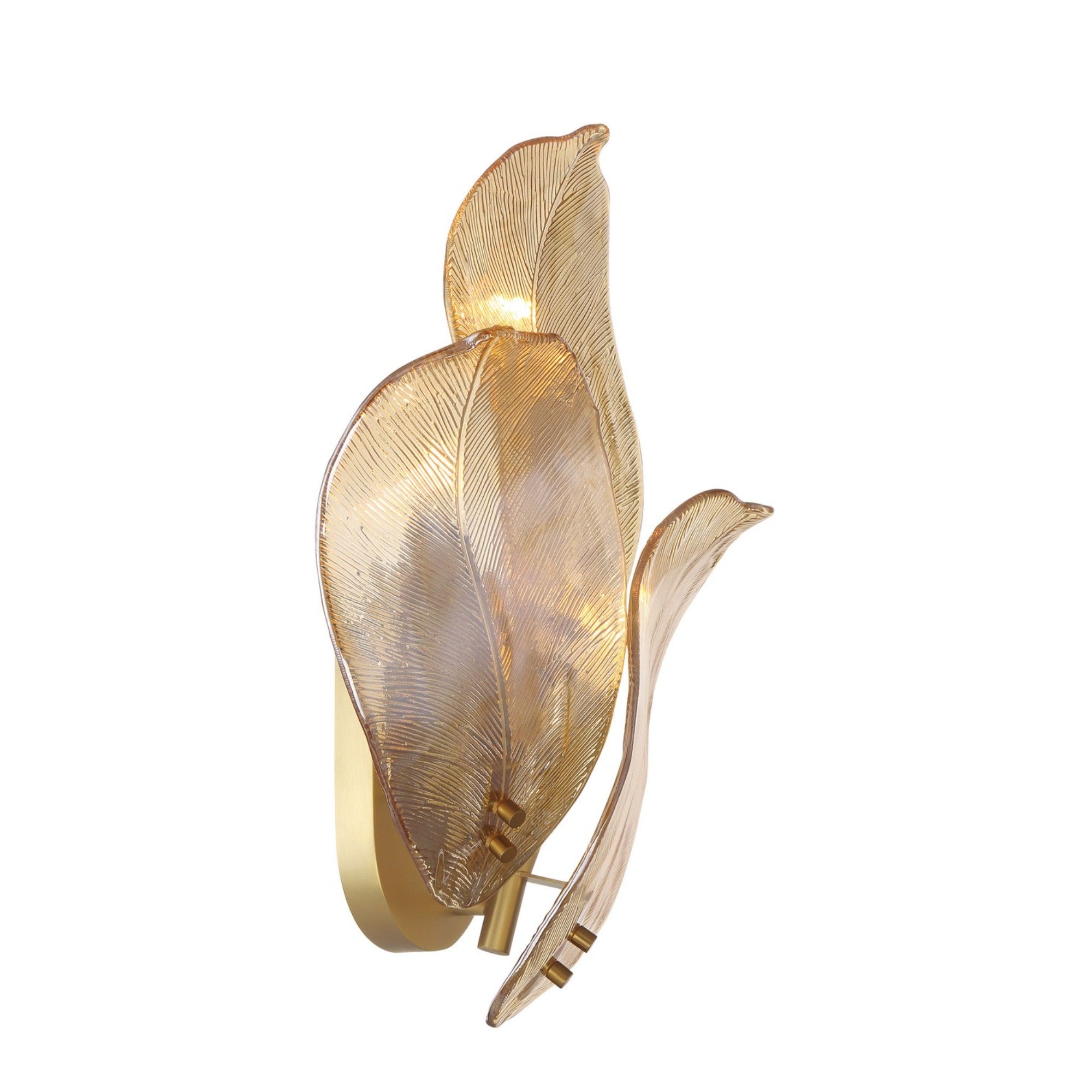 Orchid 18" 3-Light Wall Sconce, Legacy Brass with Amber Glass Finish - Bees Lighting