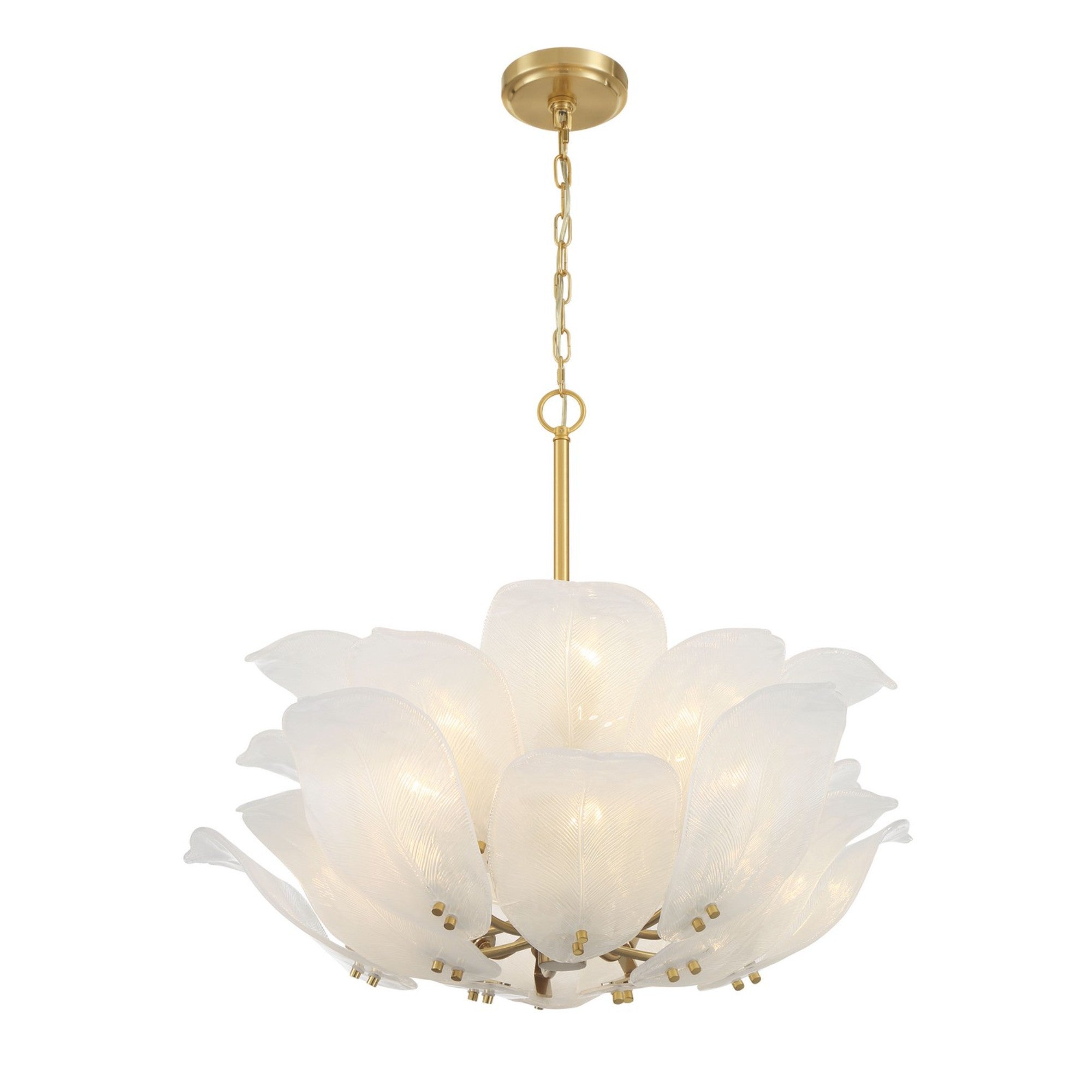 Orchid 29" 10-Light Pendant, Legacy Brass with White Glass Finish - Bees Lighting