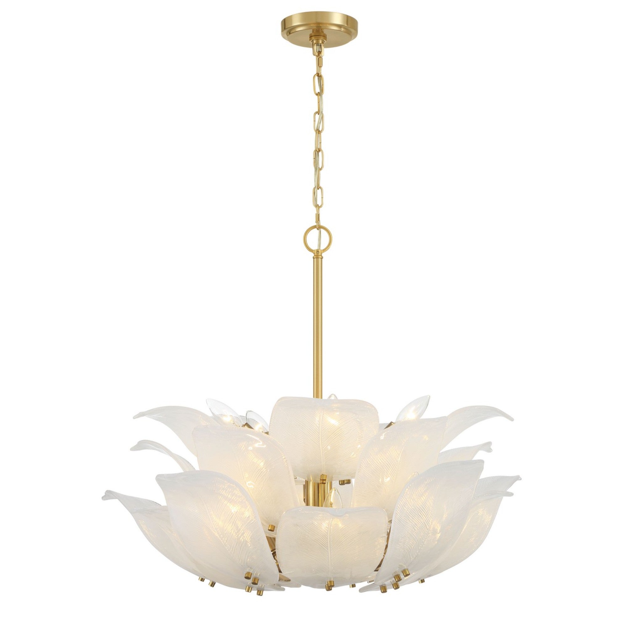 Orchid 29" 10-Light Pendant, Legacy Brass with White Glass Finish - Bees Lighting