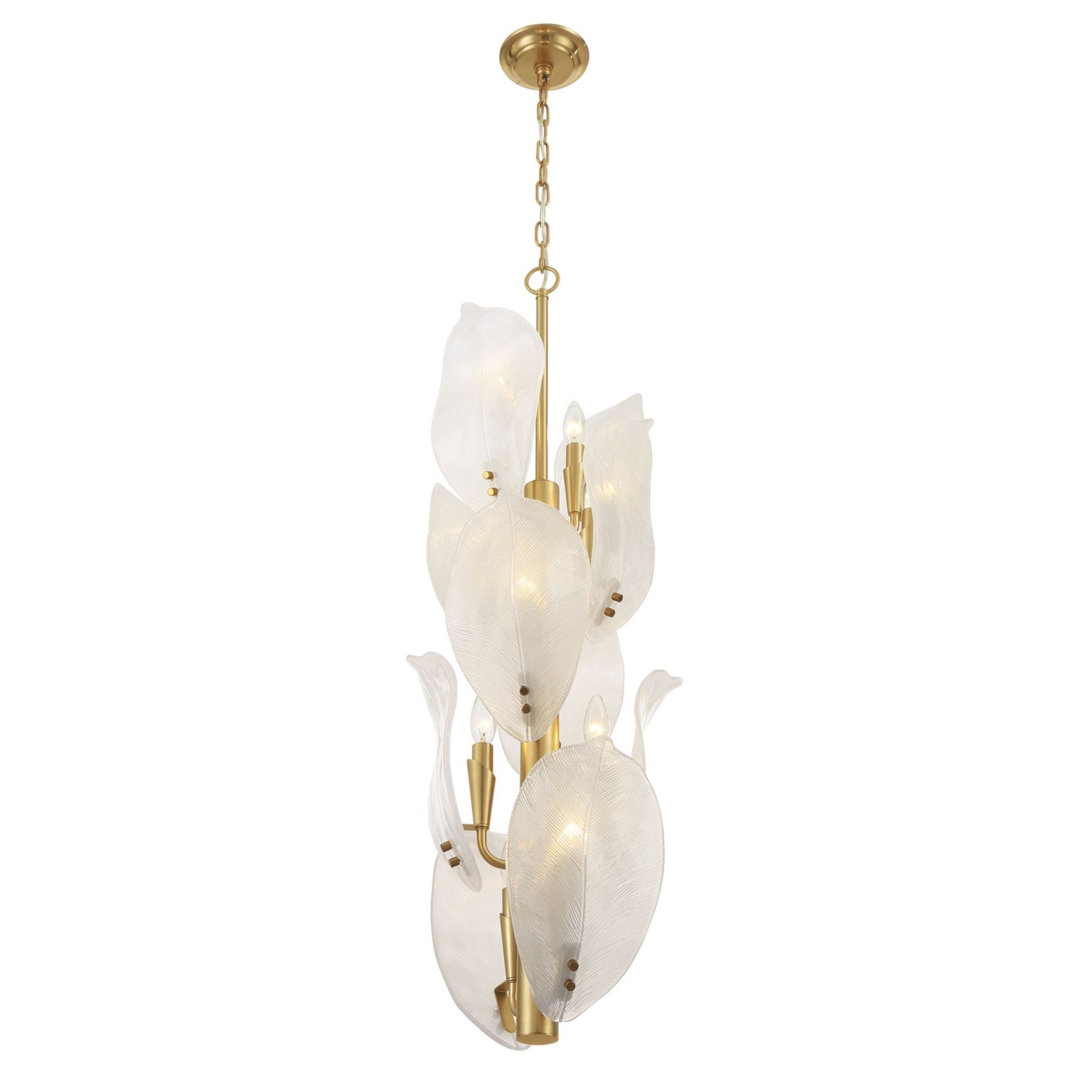 Orchid 13" 10-Light Pendant, Legacy Brass with White Glass Finish - Bees Lighting