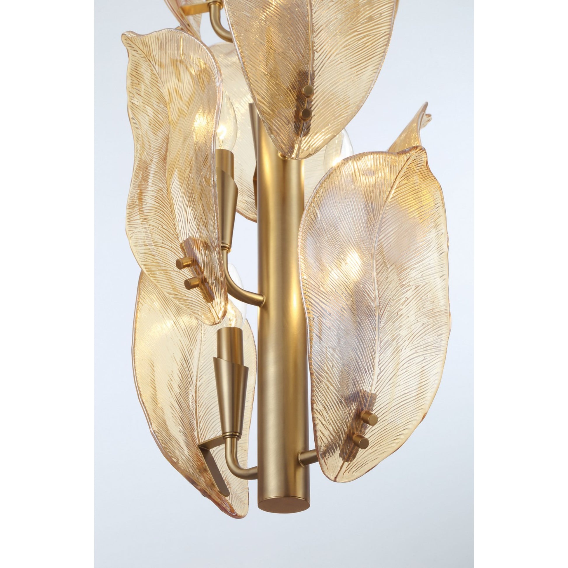 Orchid 13" 10-Light Pendant, Legacy Brass with Amber Glass Finish - Bees Lighting