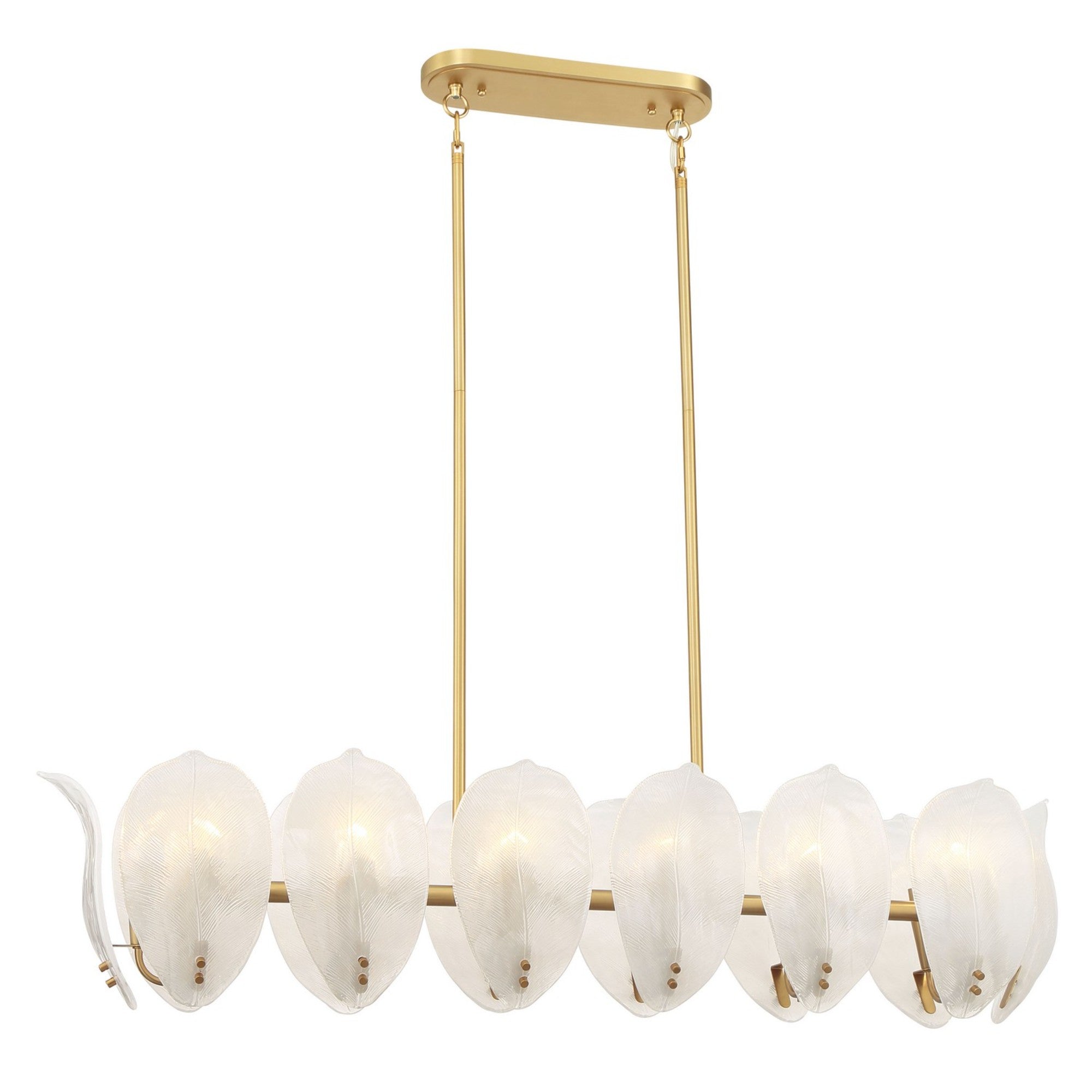 Orchid 48" 14-Light Island Light, Legacy Brass with White Glass Finish - Bees Lighting