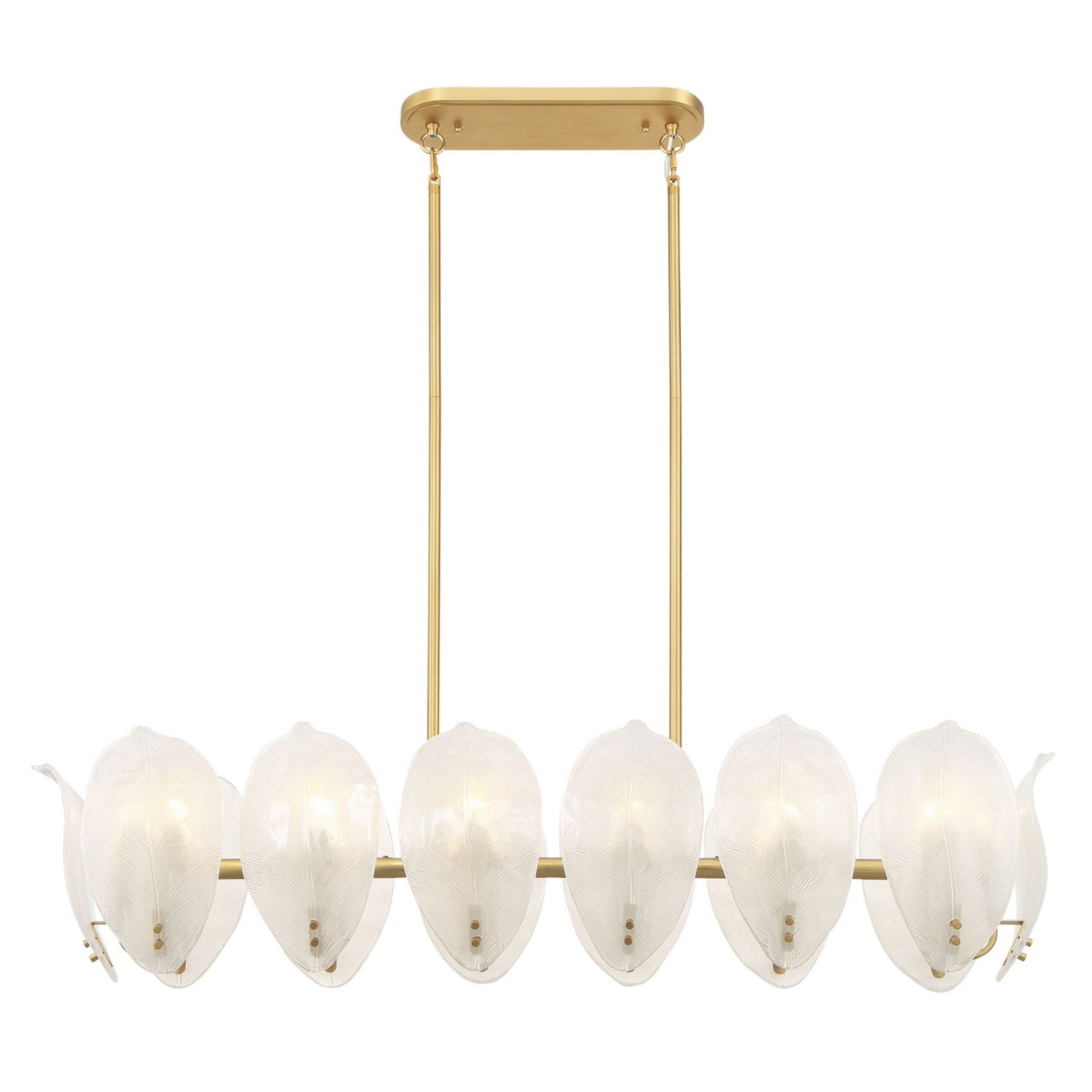 Orchid 48" 14-Light Island Light, Legacy Brass with White Glass Finish - Bees Lighting
