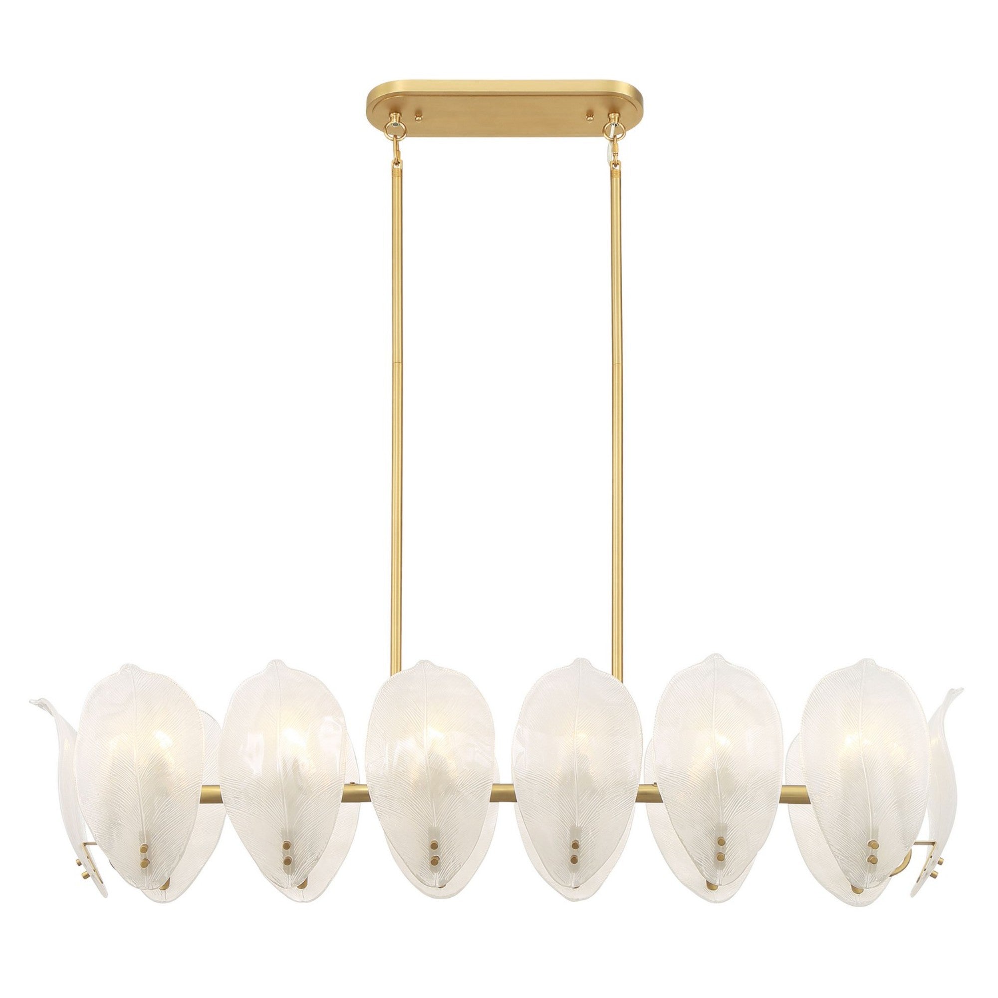 Orchid 48" 14-Light Island Light, Legacy Brass with White Glass Finish - Bees Lighting