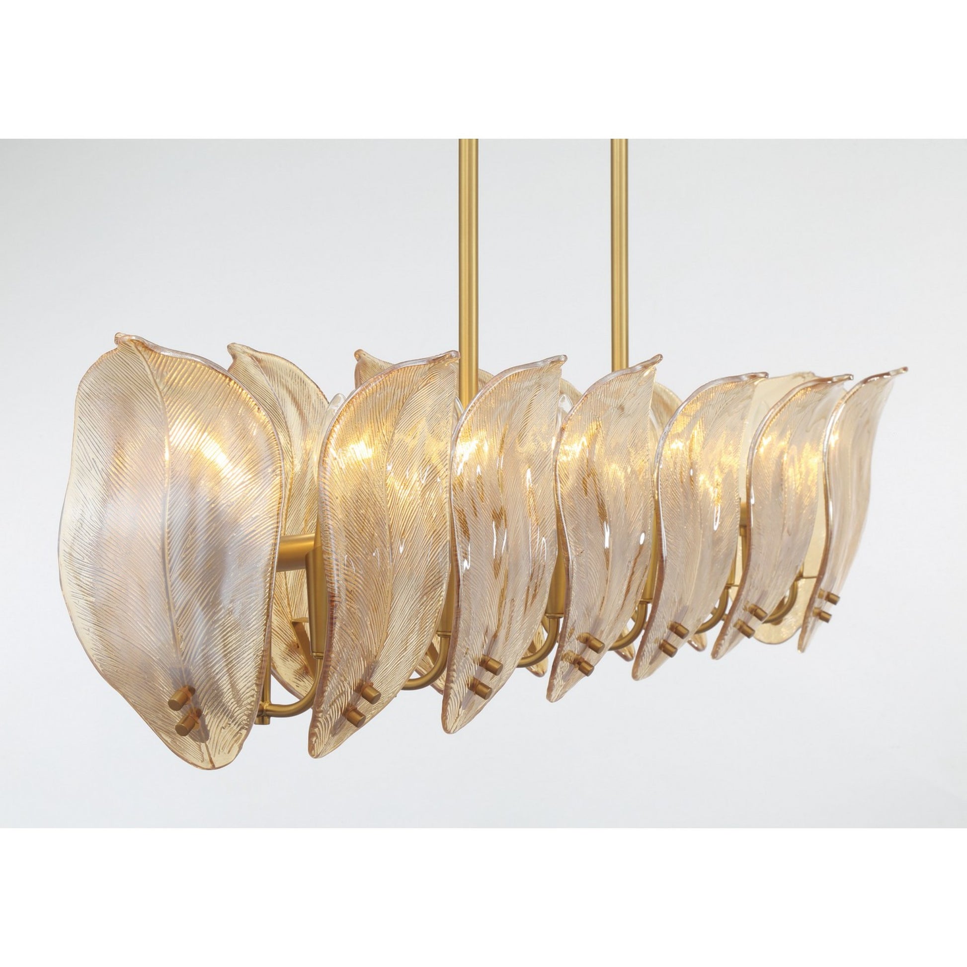 Orchid 48" 14-Light Island Light, Legacy Brass with Amber Glass Finish - Bees Lighting