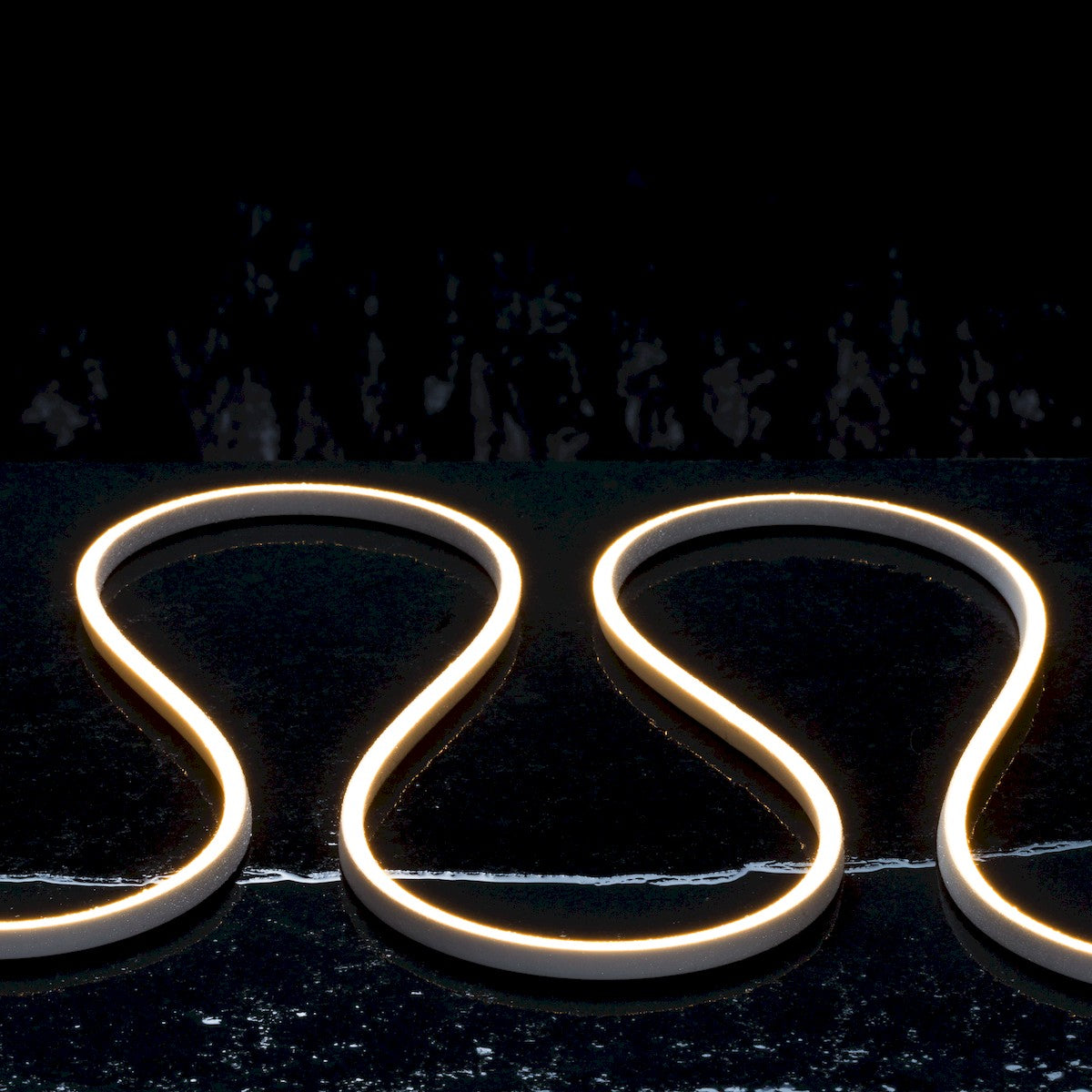 Warm white LED neon strip, side-bend flexible strip forming a wave outline
