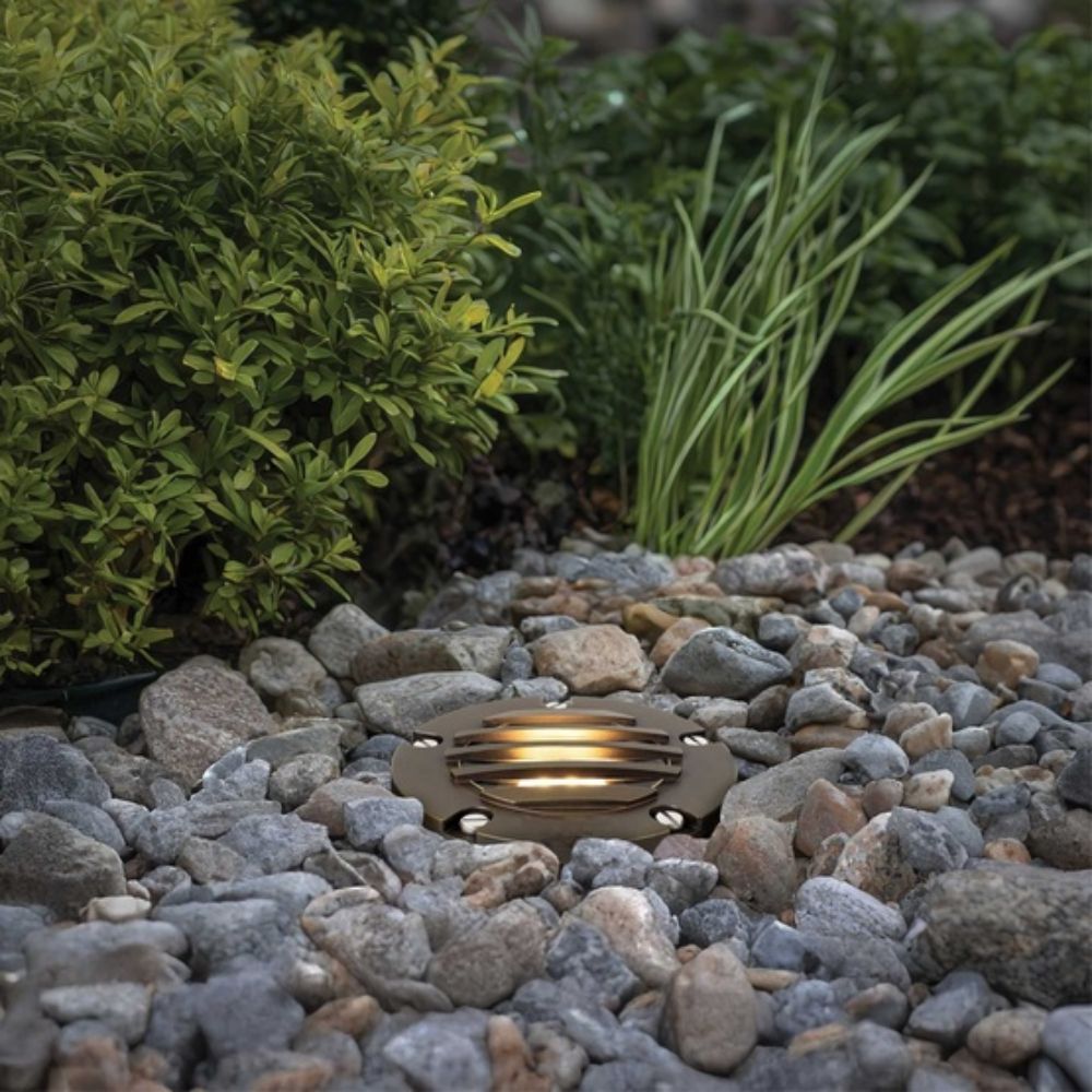 12V Landscape In-Ground Light with Rock Guard Brass