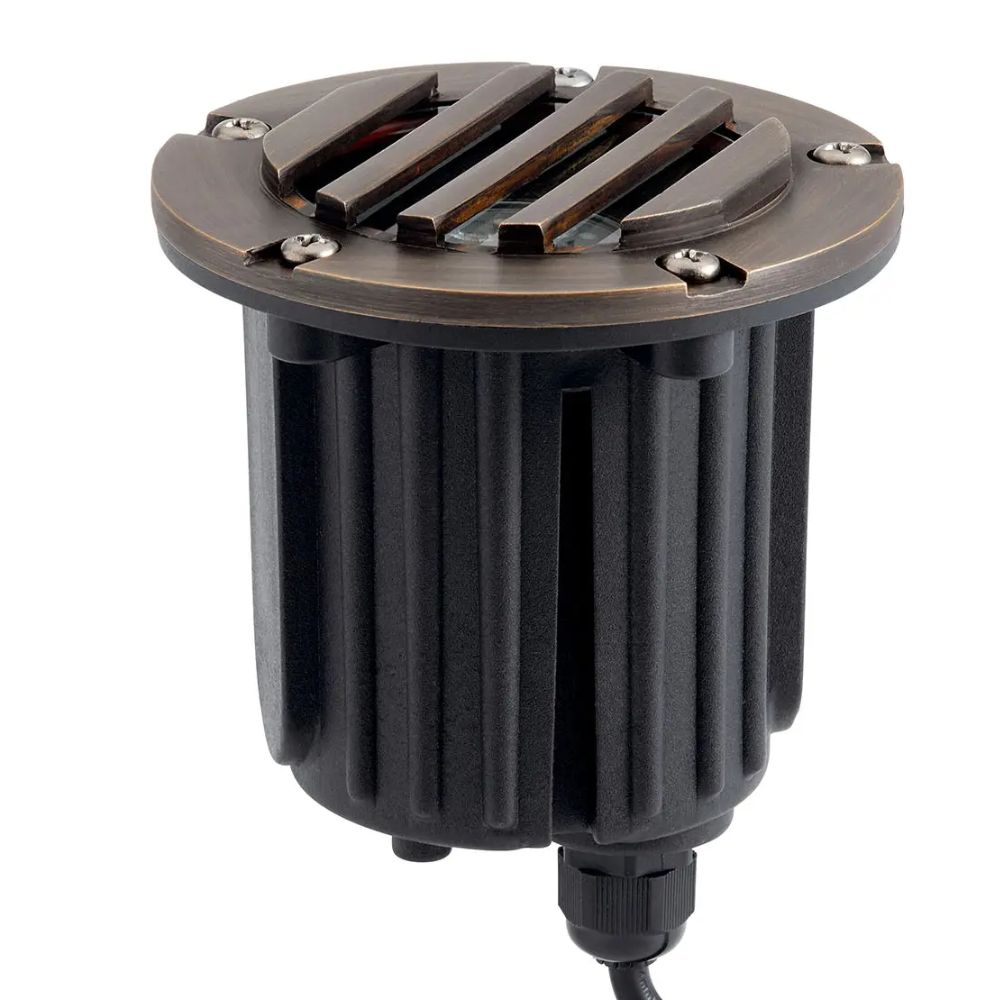 12V Landscape In-Ground Light with Rock Guard Brass