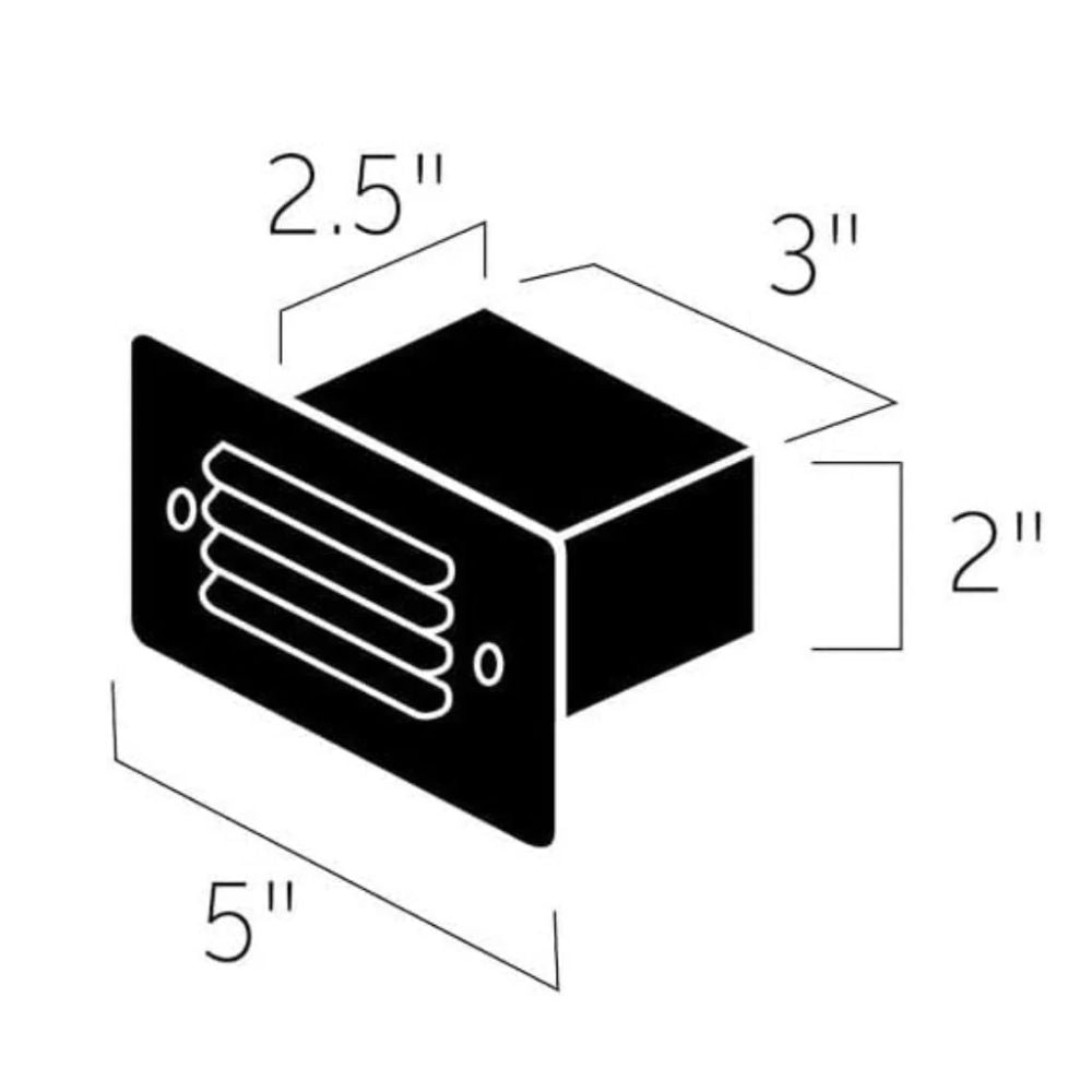 12V LED mini step light dimensions: 5 in wide, 2.5 in deep, 2 in tall
