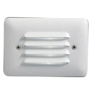 White louvered 12V LED step light with three horizontal light slots