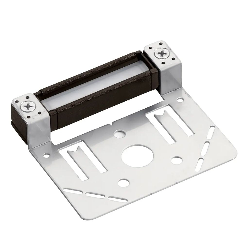 12V hardscape LED light with textured bronze frame and aluminum mounting plate