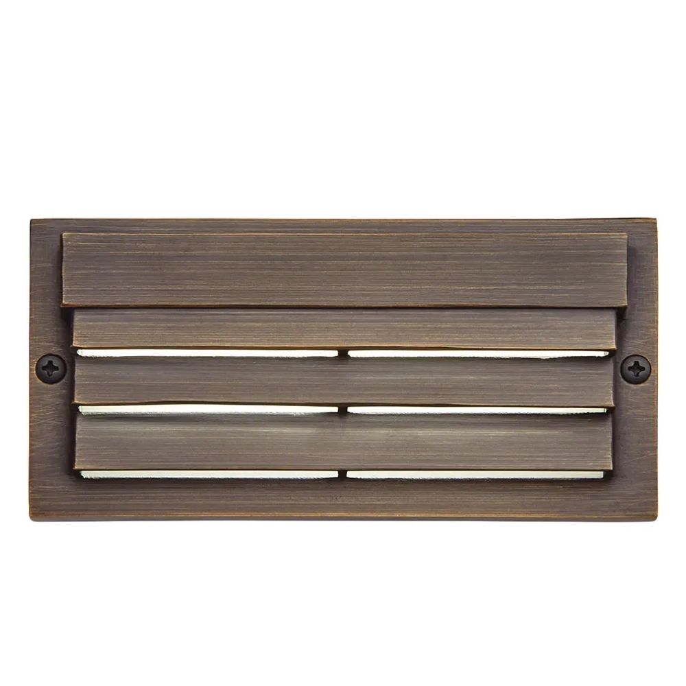 Textured architectural bronze louvered step light with warm white LED