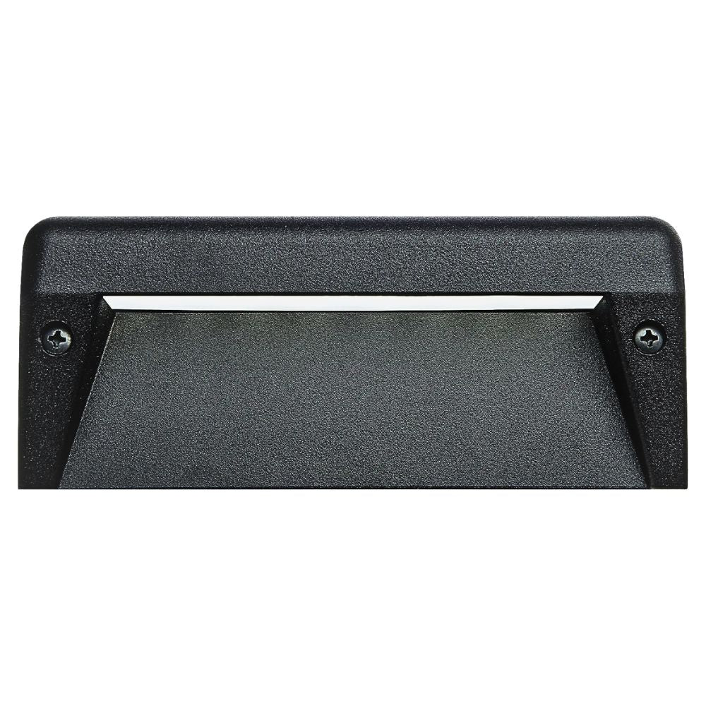 Textured black 6in surface-mount LED step light, rectangular bezel with screws