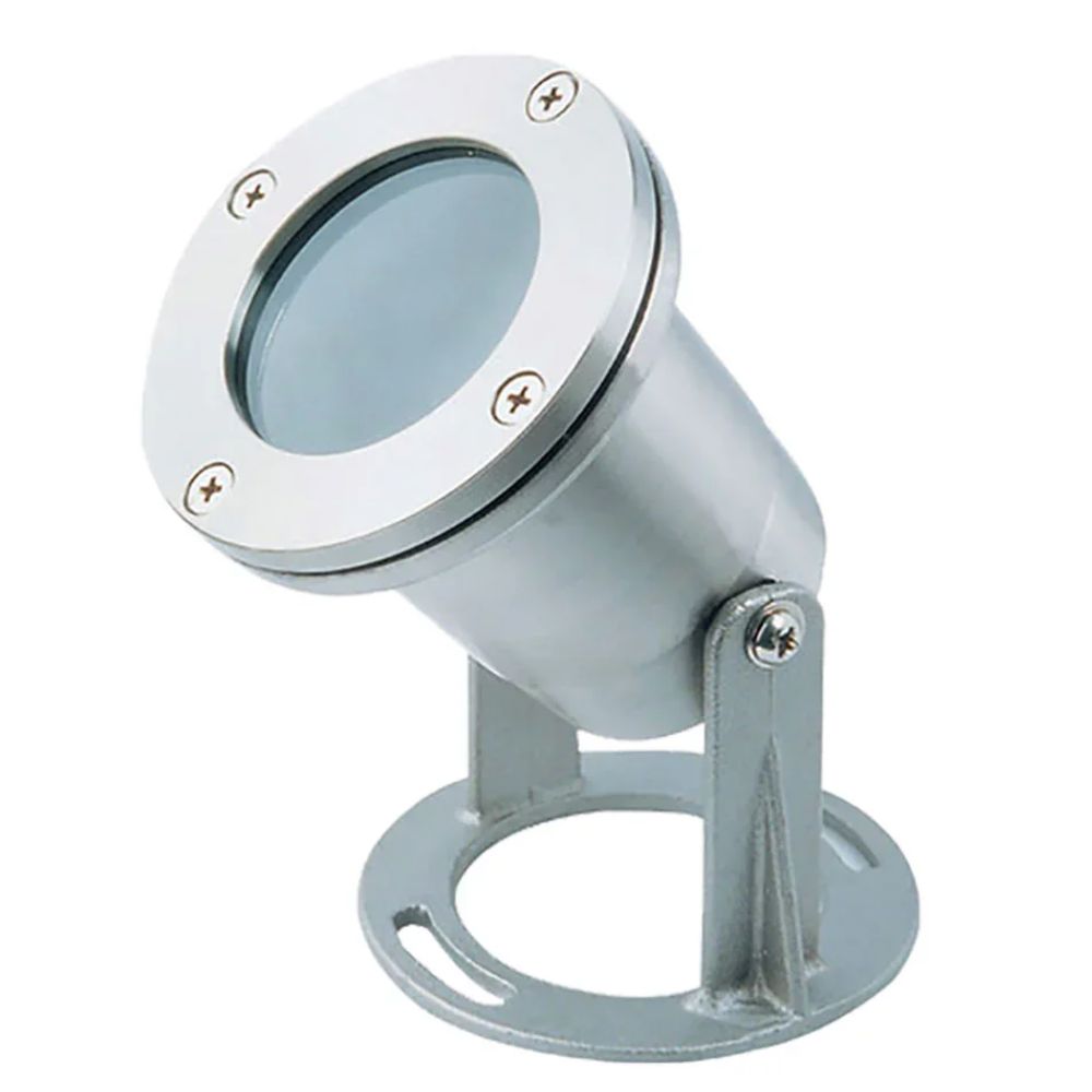 Stainless steel LED underwater landscape light with round front lens and mounting base