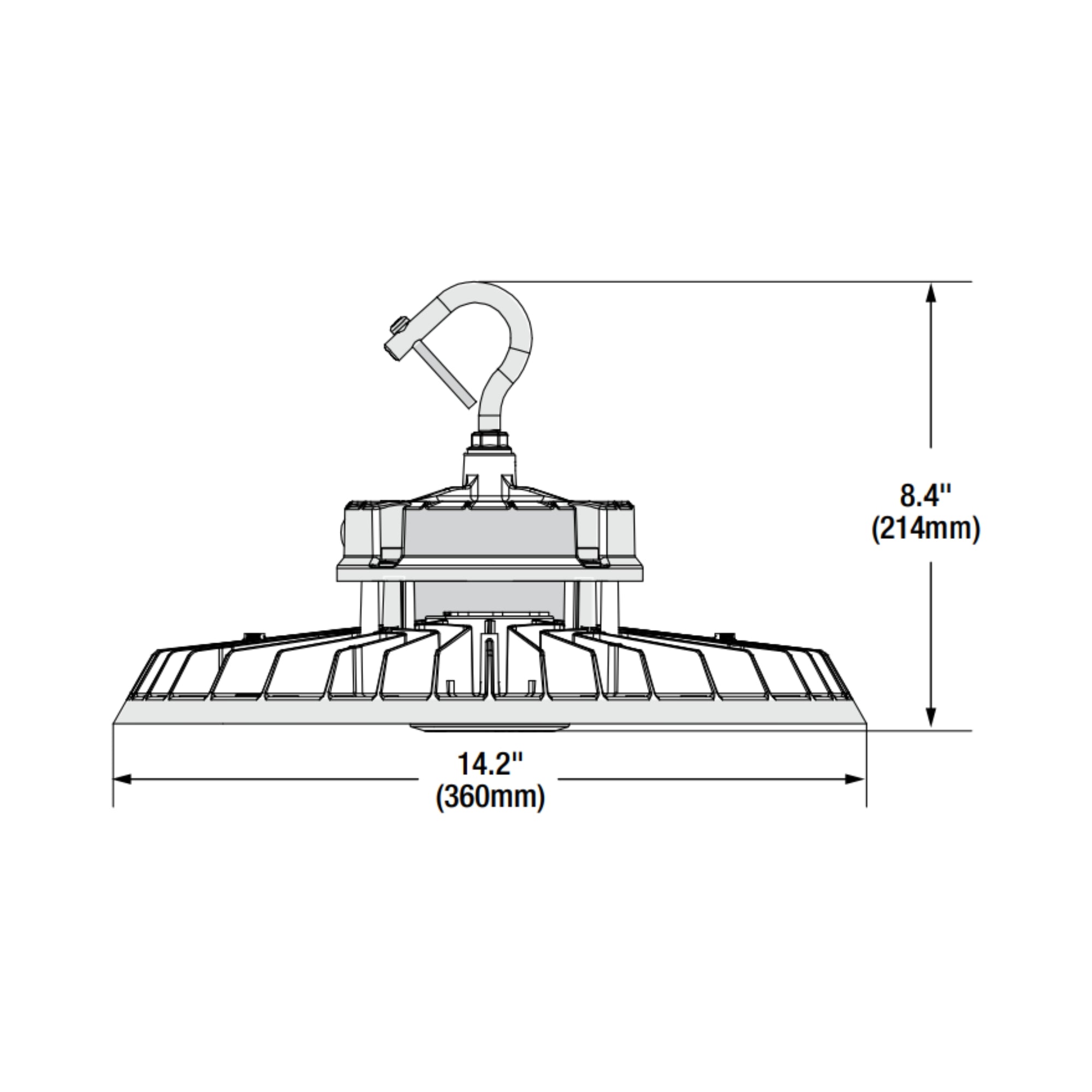 UFO High Bay Fixture, 240W, 36000 Lumens, 35K/40K/50K, 120-277V, Black