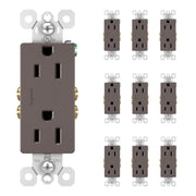 radiant 15A Duplex Outlet, Brown, 10-Pack
