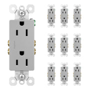radiant 15A Duplex Outlet, Gray, 10-Pack