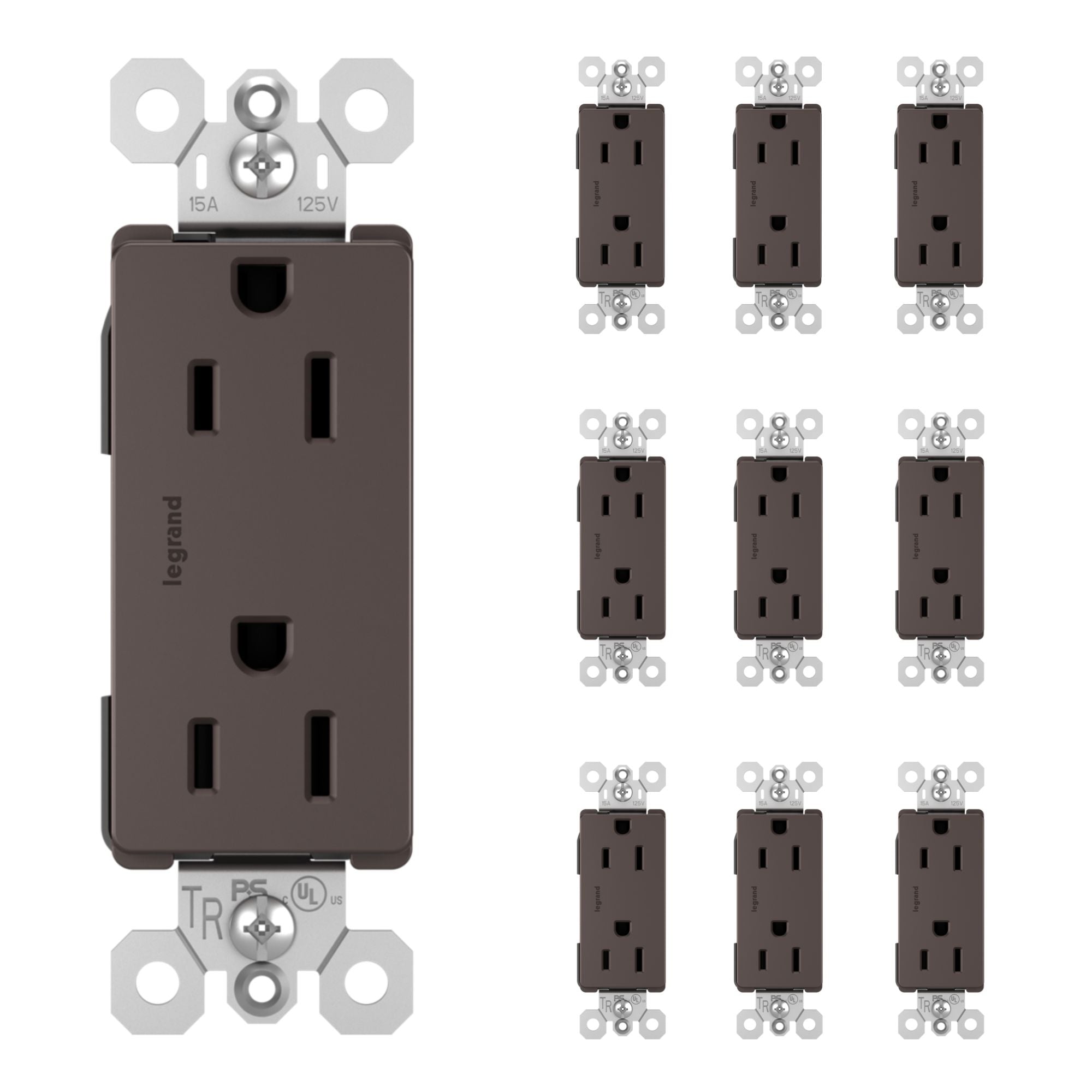 radiant 15A Tamper-Resistant Outlet, Brown, 10-Pack