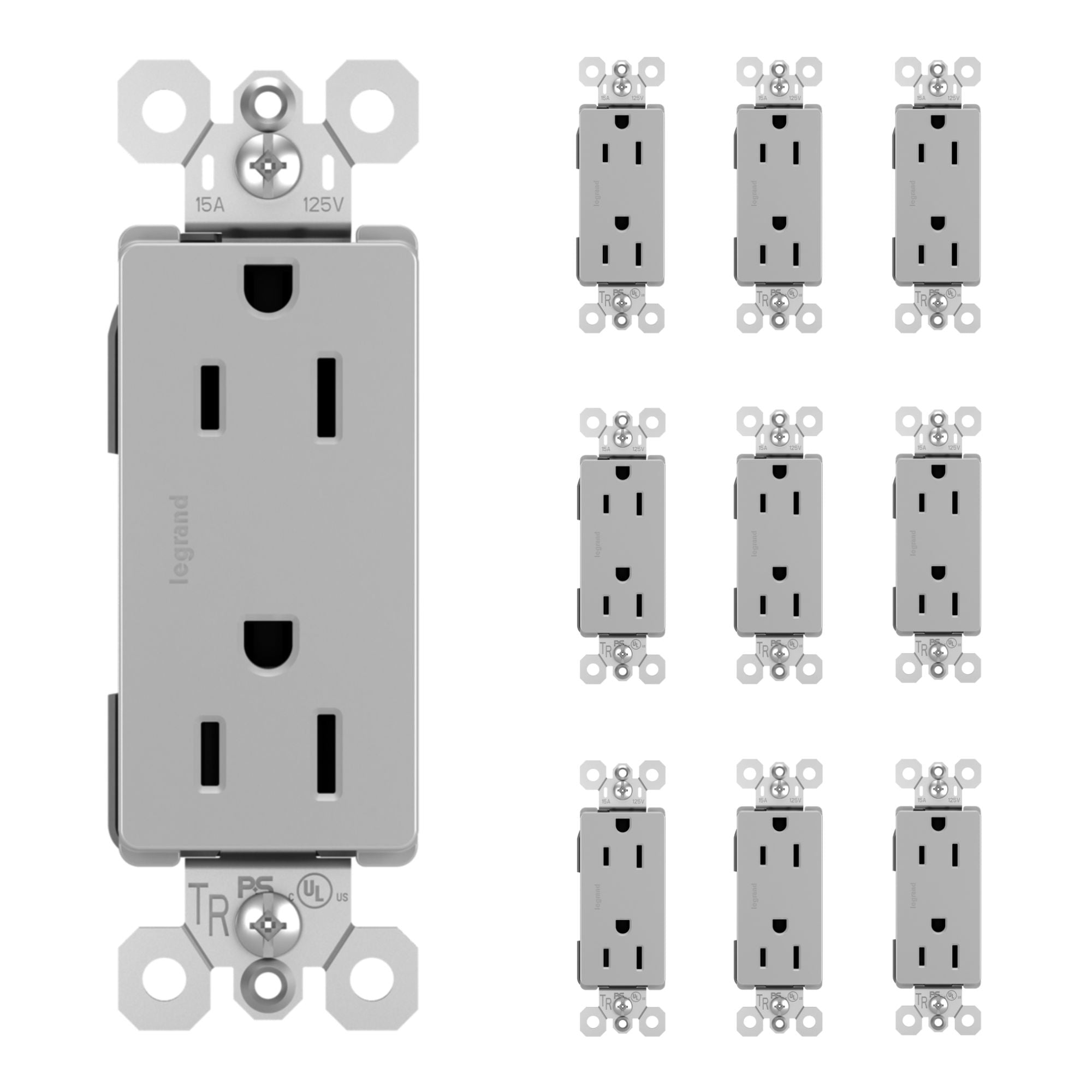 radiant 15A Tamper-Resistant Outlet, Gray, 10-Pack