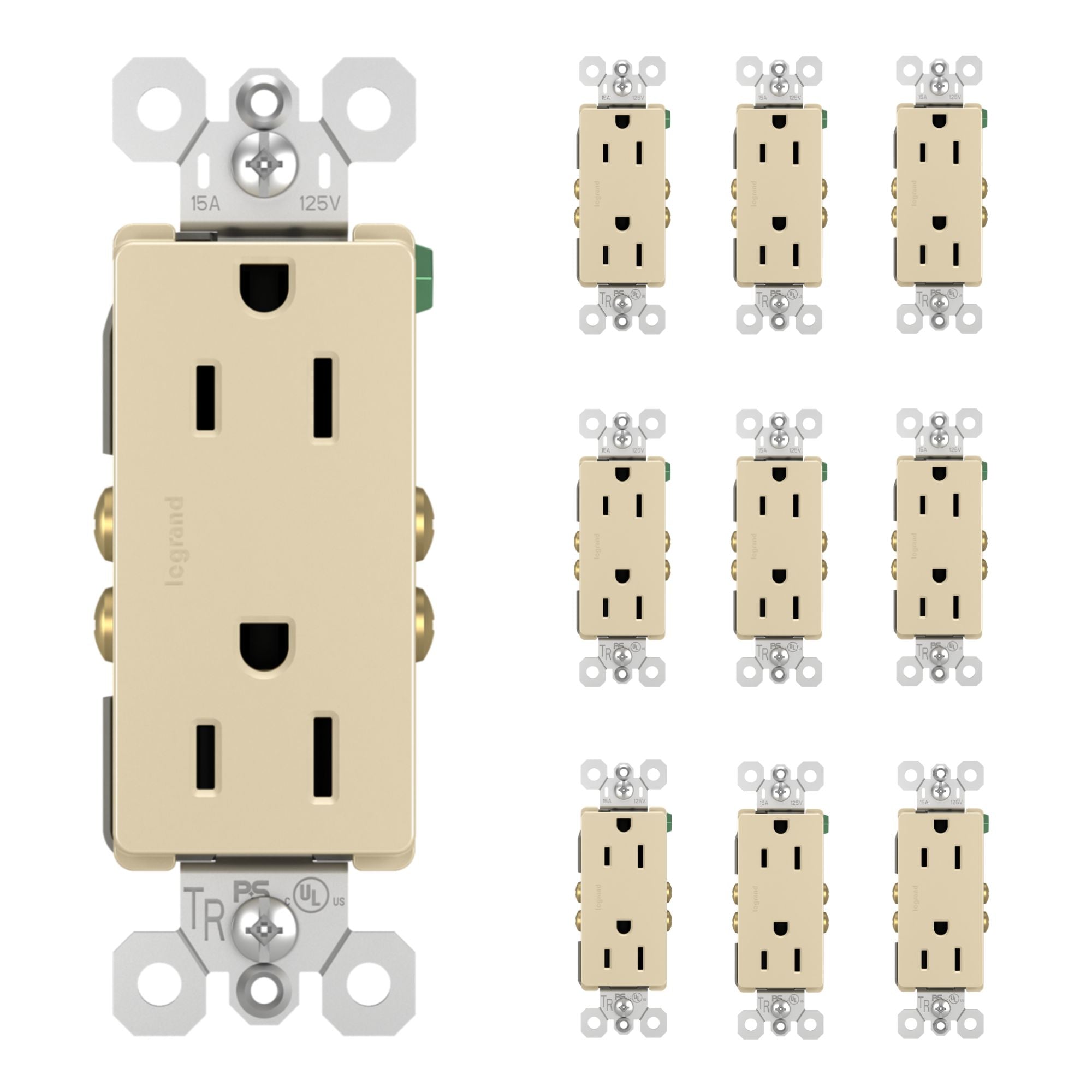 radiant 15A Tamper-Resistant Outlet, Ivory, 10-Pack