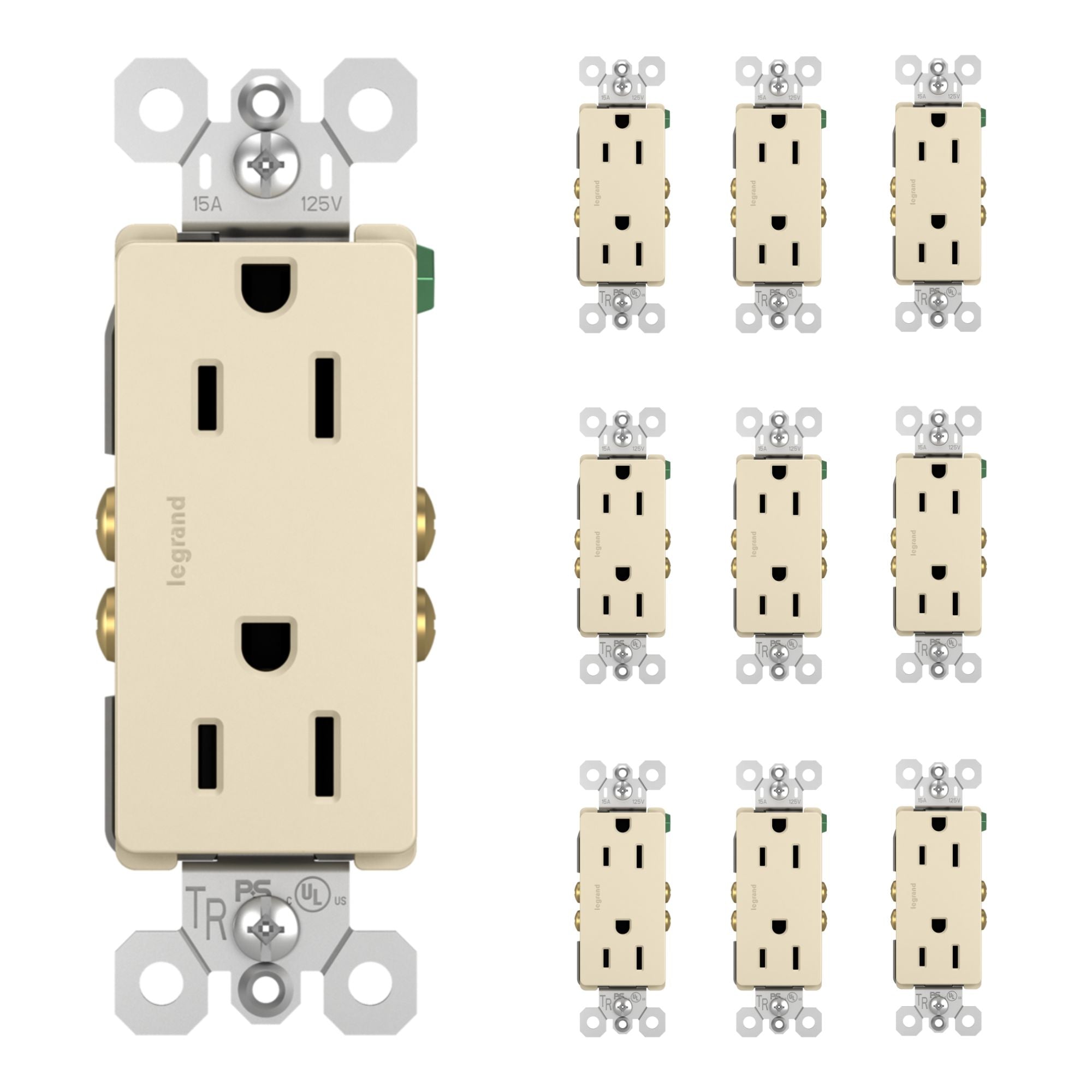 radiant 15A Tamper-Resistant Outlet, Light Almond, 10-Pack