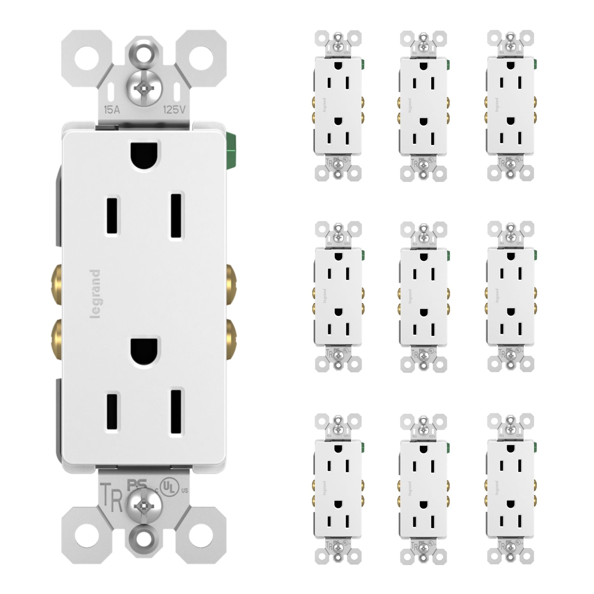 radiant 15A Tamper-Resistant Outlet, White, 10-Pack