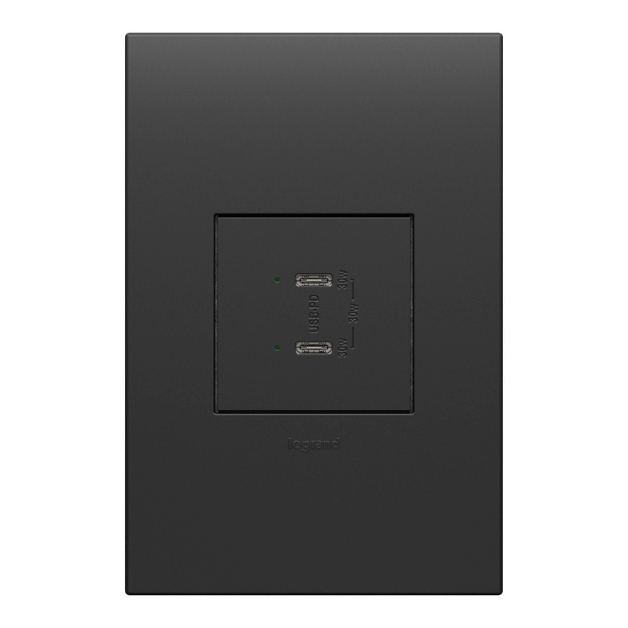 Legrand ARUSB30PDG4 Adorne 30W Dual USB Type C Outlet Module, Graphite