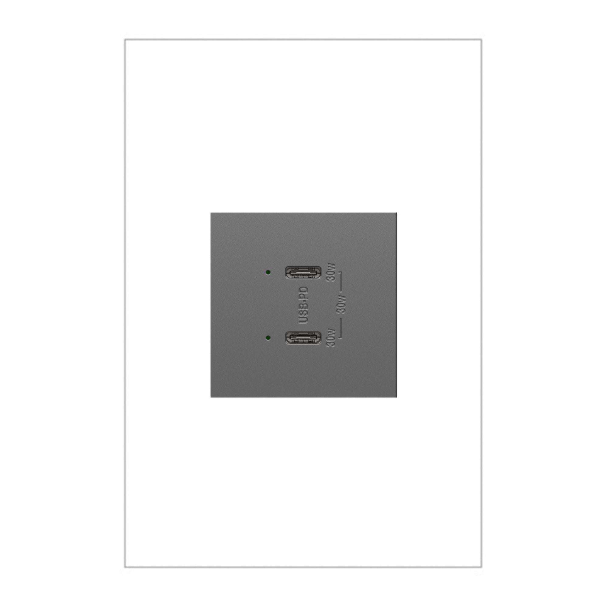 Legrand ARUSB30PDM4 Adorne 30W Dual USB Type C Outlet Module, Magnesium