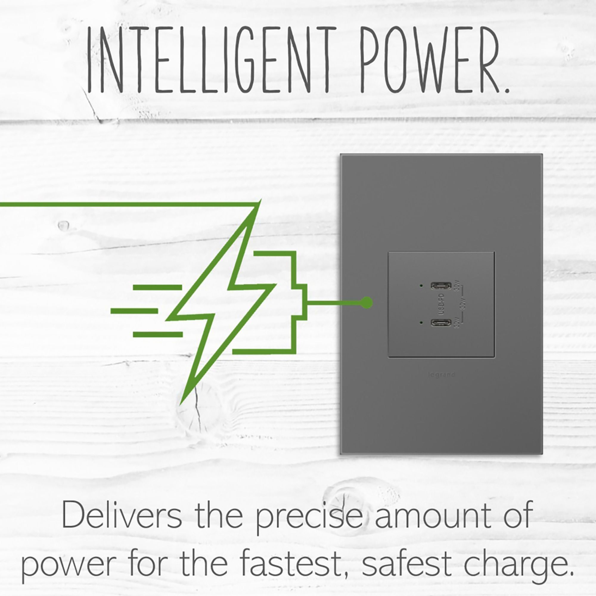 Legrand ARUSB30PDM4 Adorne 30W Dual USB Type C Outlet Module, Magnesium