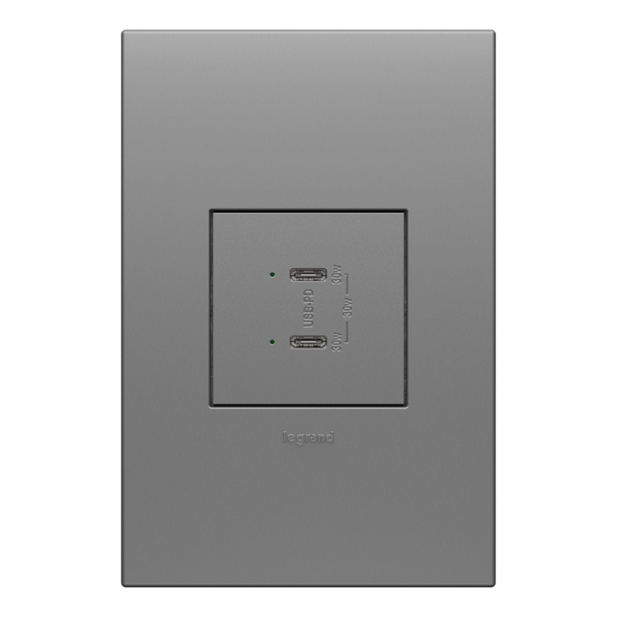 Legrand ARUSB30PDM4 Adorne 30W Dual USB Type C Outlet Module, Magnesium