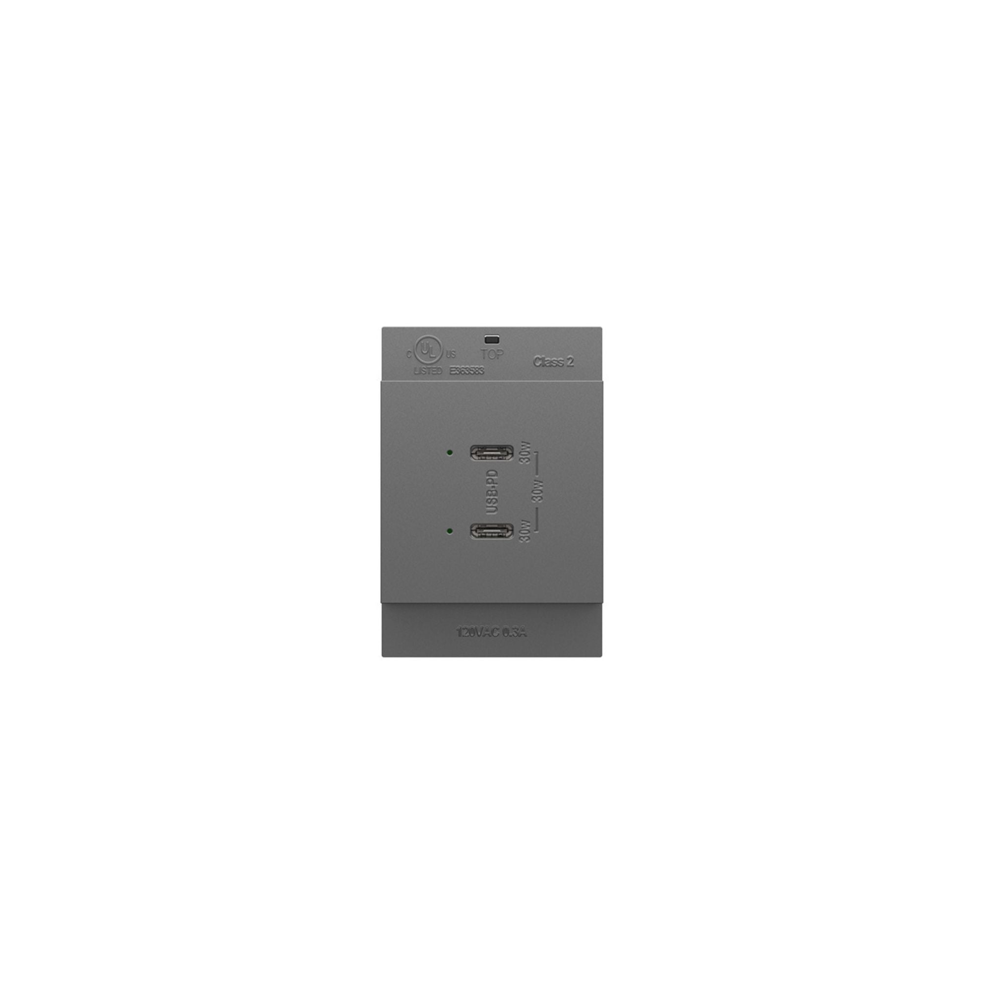 Legrand ARUSB30PDM4 Adorne 30W Dual USB Type C Outlet Module, Magnesium
