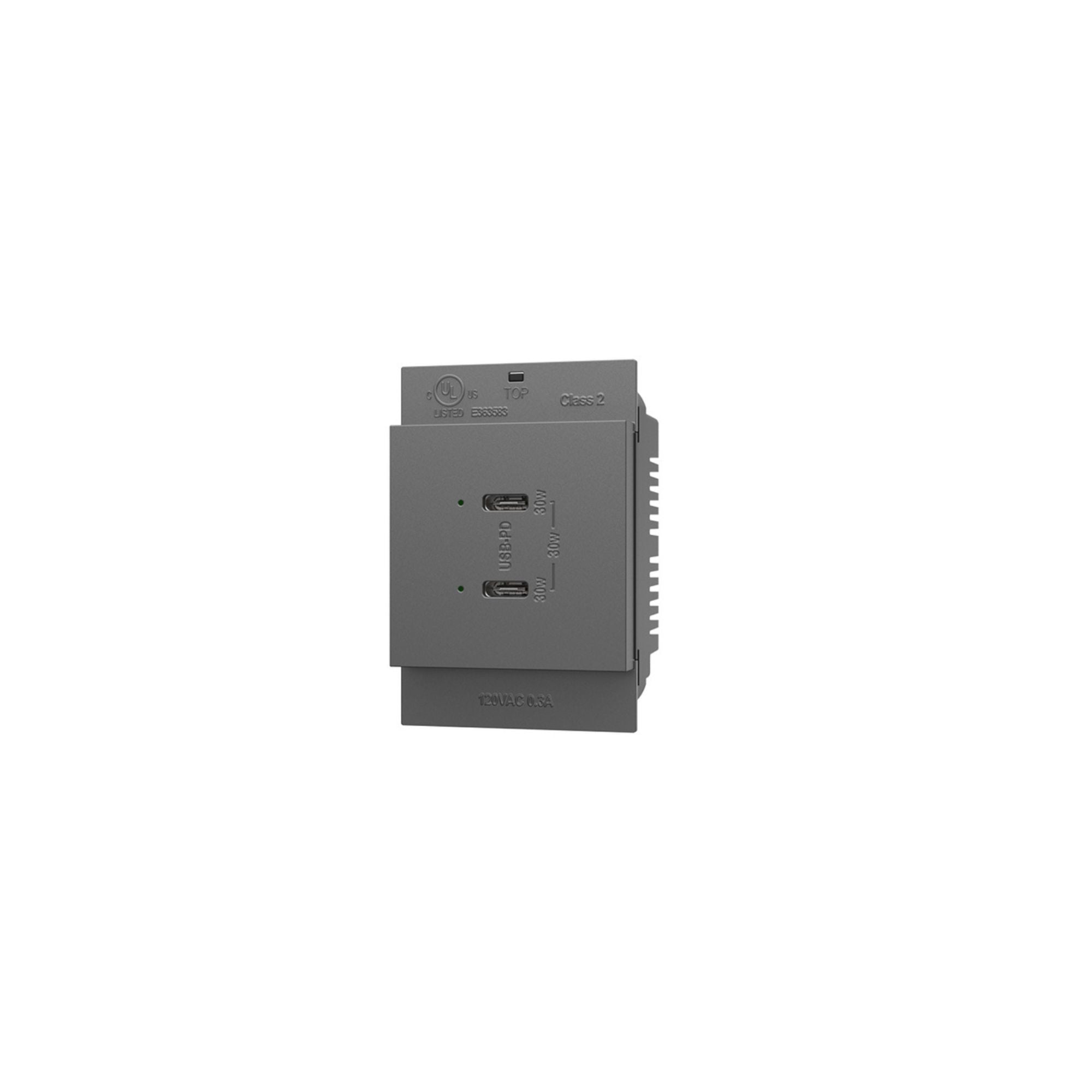 Legrand ARUSB30PDM4 Adorne 30W Dual USB Type C Outlet Module, Magnesium