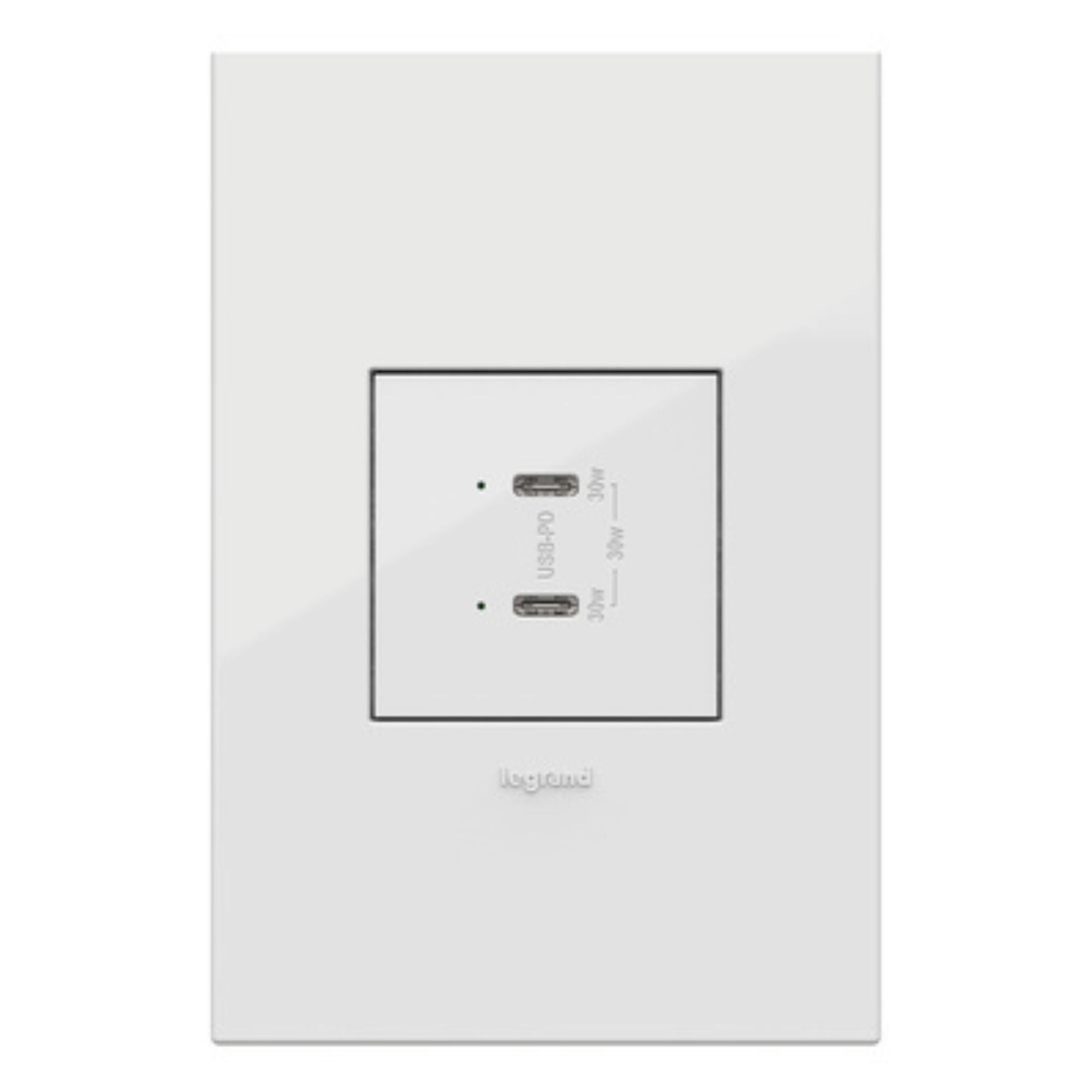 Legrand ARUSB30PDW4 adorne 30W Dual USB Type C Outlet Module, White