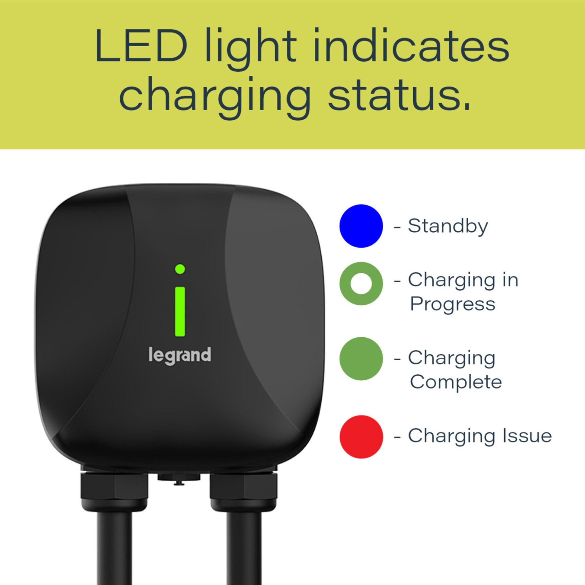 Legrand L2EVSE40ACP1450 Pass and Seymour L2EVSE40ACP1450 Non-Networked Level 2 Plug-In EV Charger, 40A, Indoor/Outdoor, Black