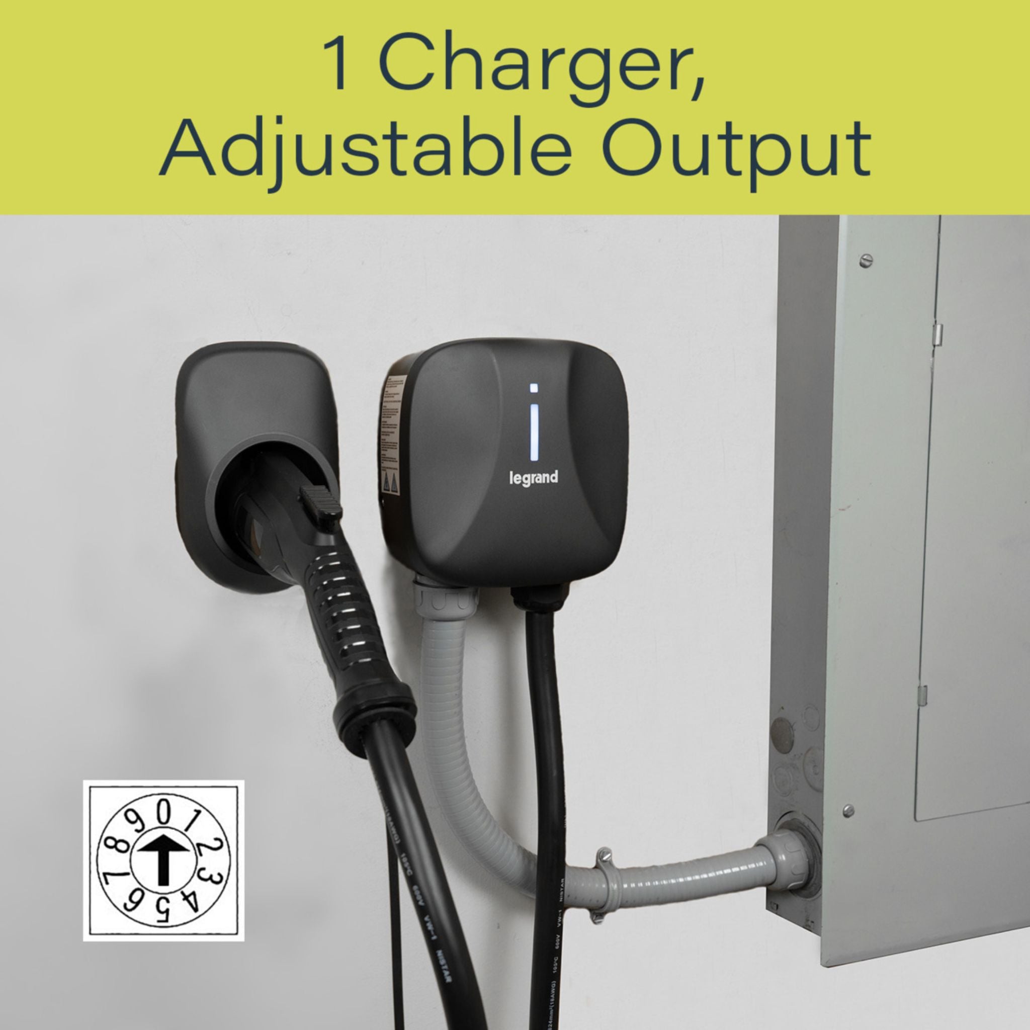 Legrand L2EVSE48AC Pass and Seymour L2EVSE48AC Non-Networked Level 2 Hardwired EV Charger, 48A, Indoor/Outdoor, Black
