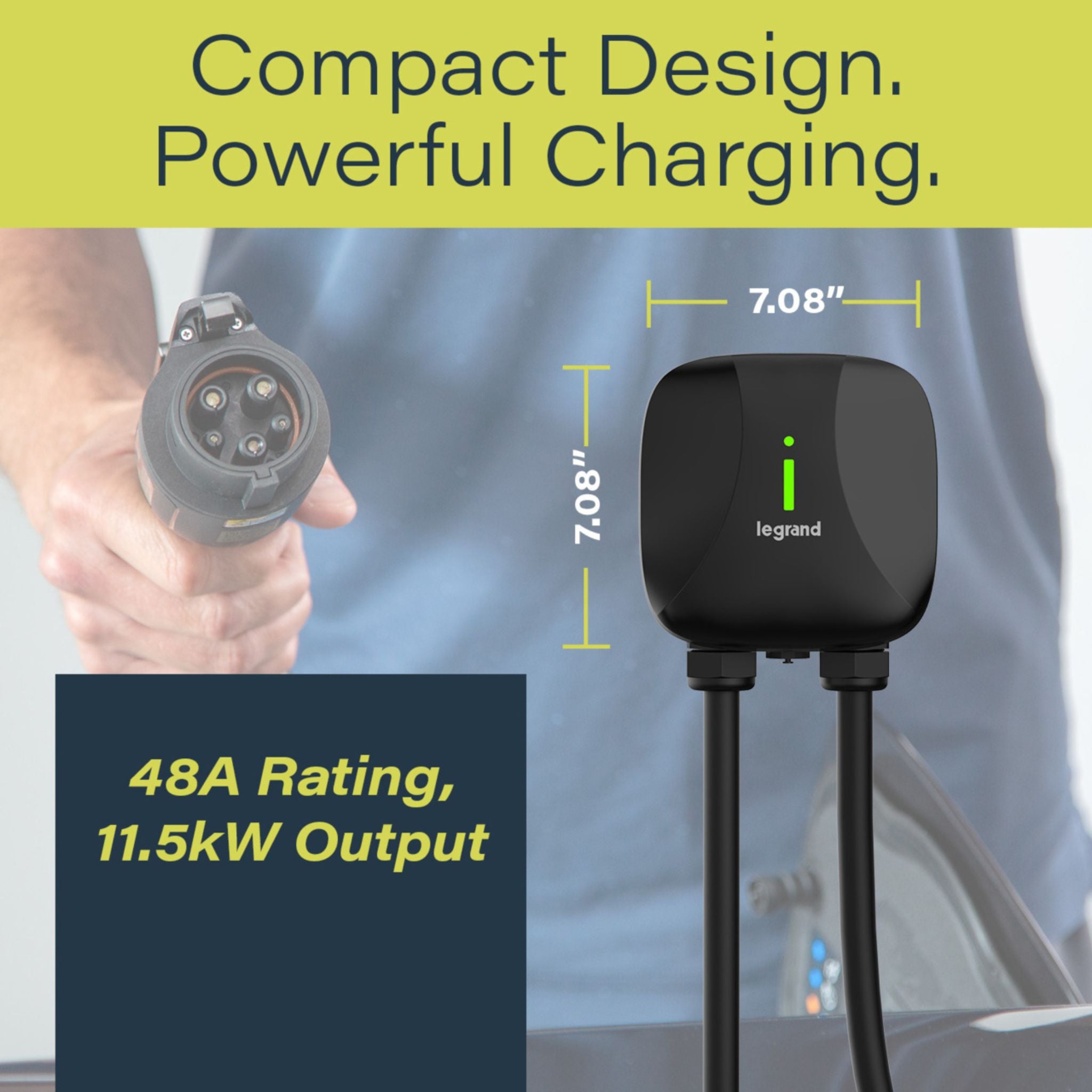 Legrand L2EVSE48AC Pass and Seymour L2EVSE48AC Non-Networked Level 2 Hardwired EV Charger, 48A, Indoor/Outdoor, Black