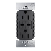 radiant R26USBPD65BK 15A Tamper-Resistant 65W USB Type-C Power Delivery Duplex Outlet, Black
