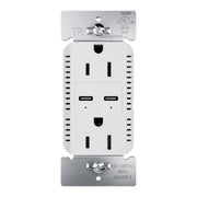 radiant R26USBPD65W 15A Tamper-Resistant 65W USB Type-C Power Delivery Duplex Outlet, White