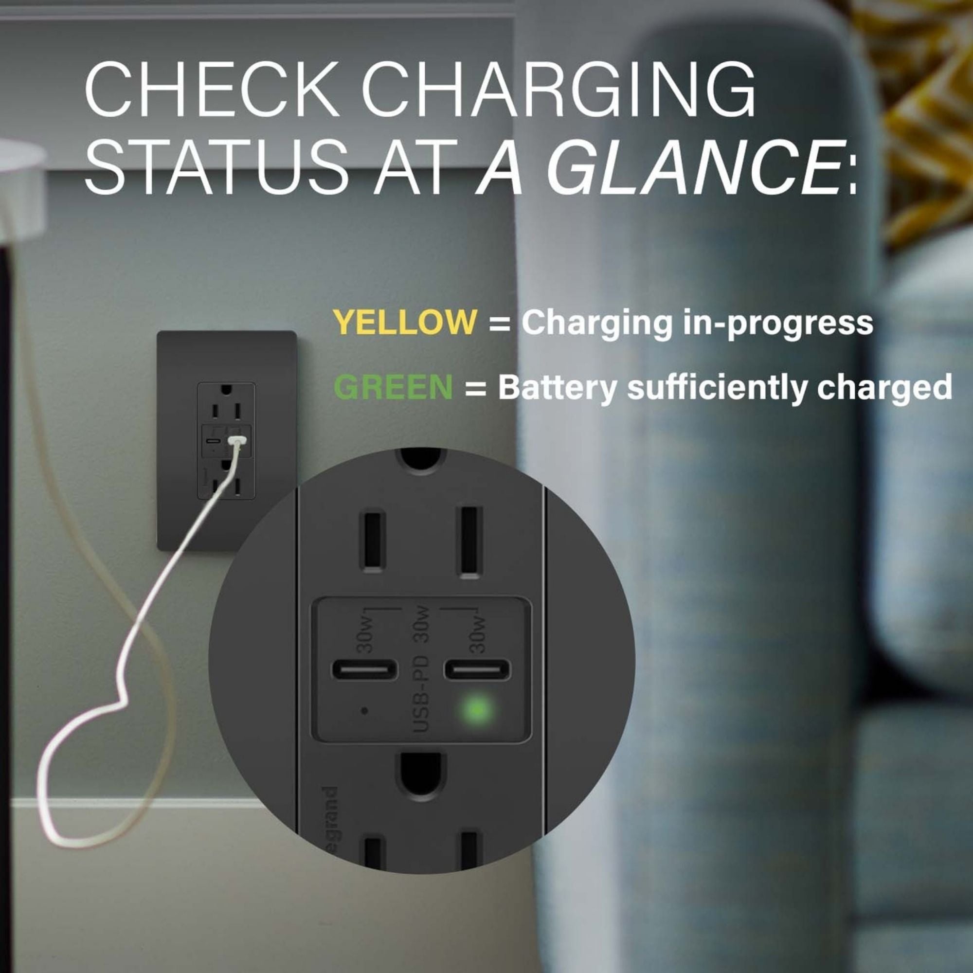 Legrand R26USBPDBK radiant 15A Tamper-Resistant USB Type C Duplex Receptacle, Black