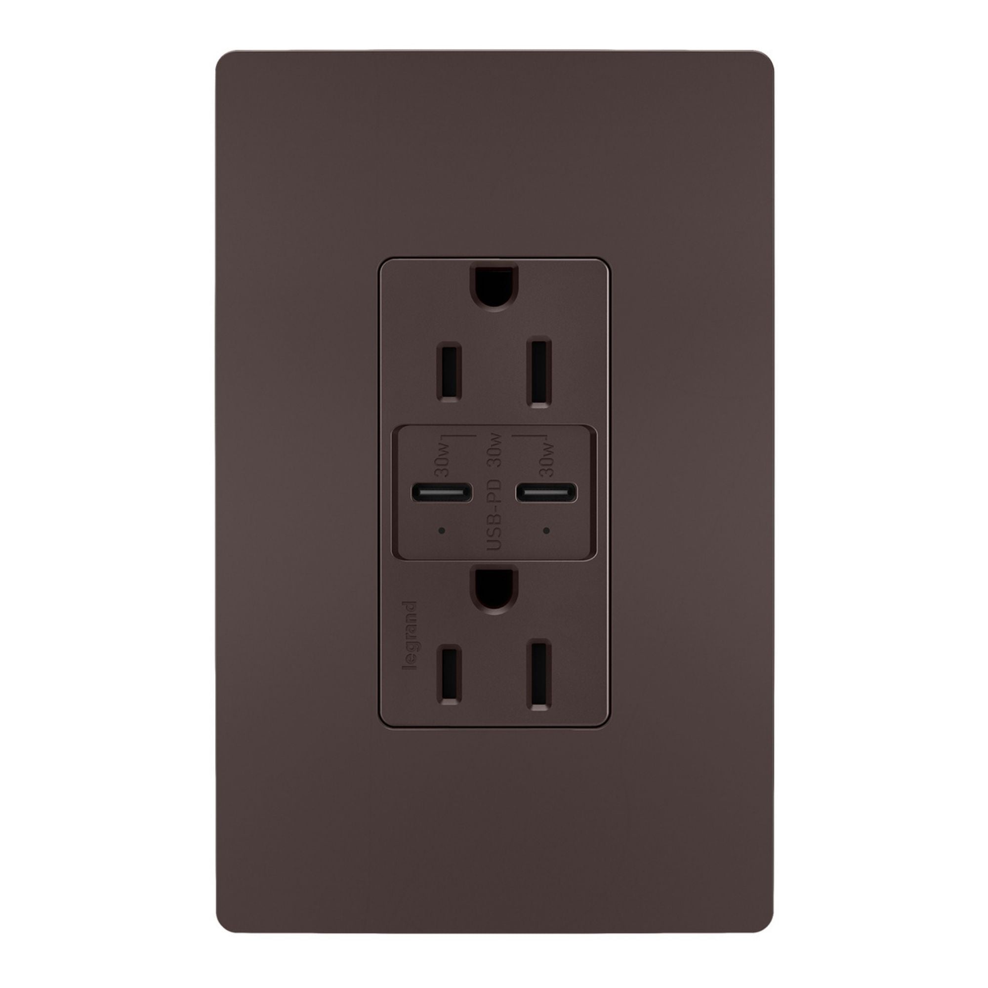 Legrand R26USBPDDBCC6 radiant 15A Tamper-Resistant USB Type-C Duplex Outlet, Dark Bronze