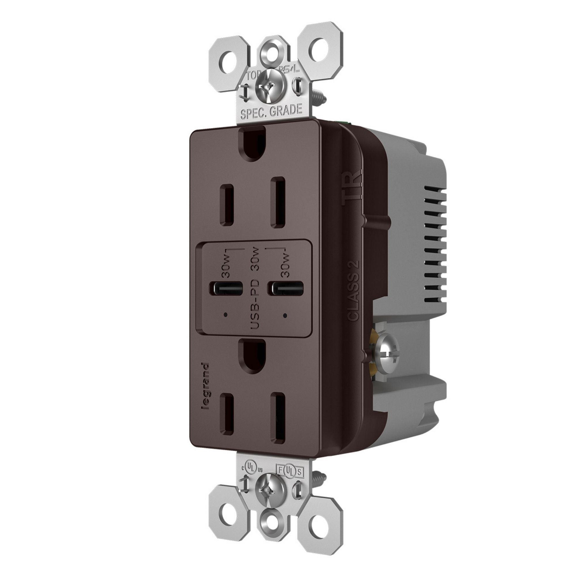 Legrand R26USBPDDBCC6 radiant 15A Tamper-Resistant USB Type-C Duplex Outlet, Dark Bronze