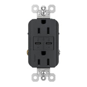 Legrand R26USBPDGCC6 Radiant 15A Tamper-Resistant USB Type-C Duplex Outlet, Graphite
