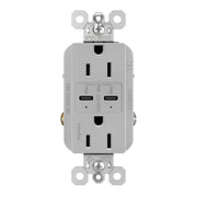 Legrand R26USBPDGRY radiant 15A Tamper-Resistant USB Type-C Duplex Outlet, Gray