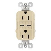 Legrand R26USBPDI radiant 15A Tamper-Resistant USB Type C Duplex Receptacle, Ivory