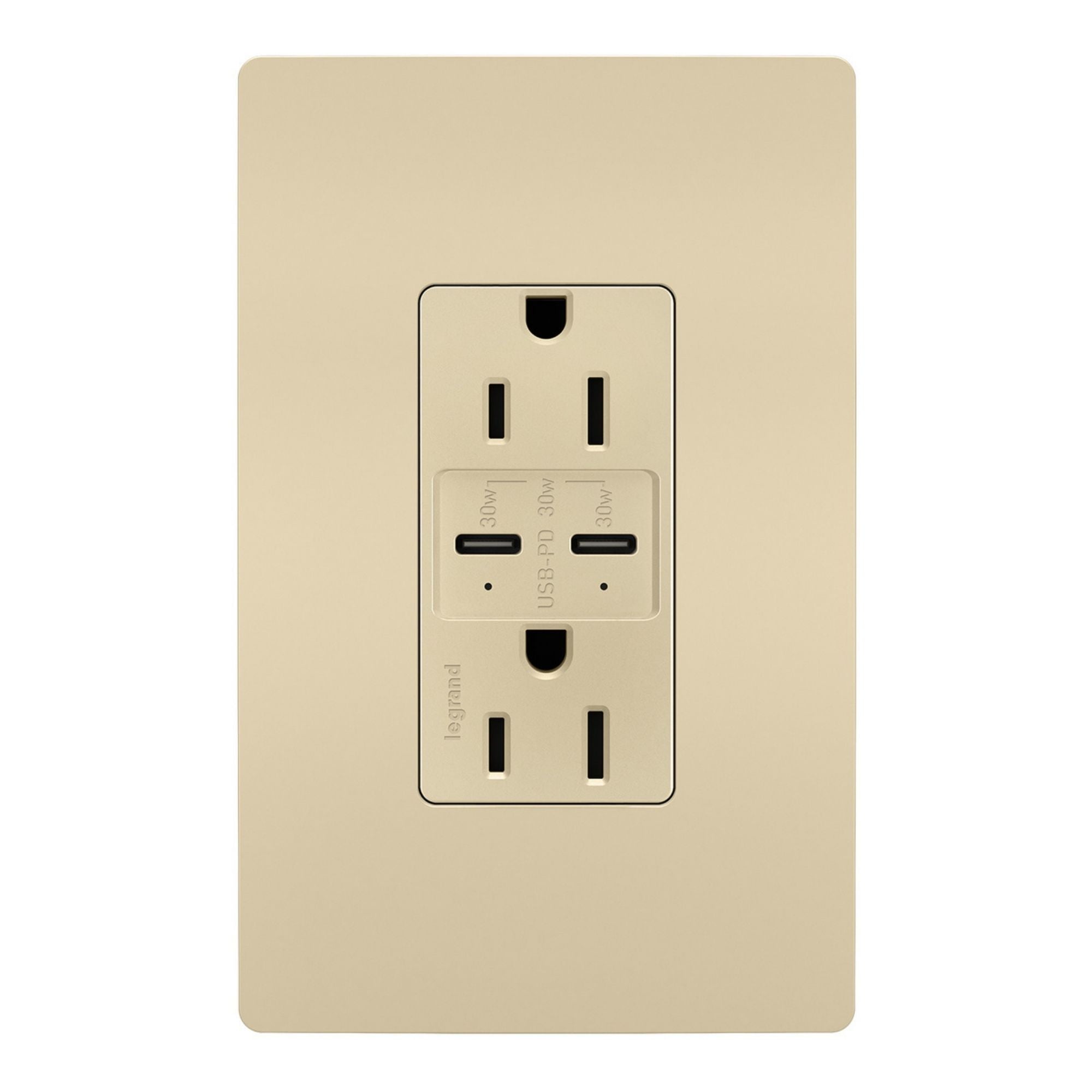 Legrand R26USBPDI radiant 15A Tamper-Resistant USB Type C Duplex Receptacle, Ivory
