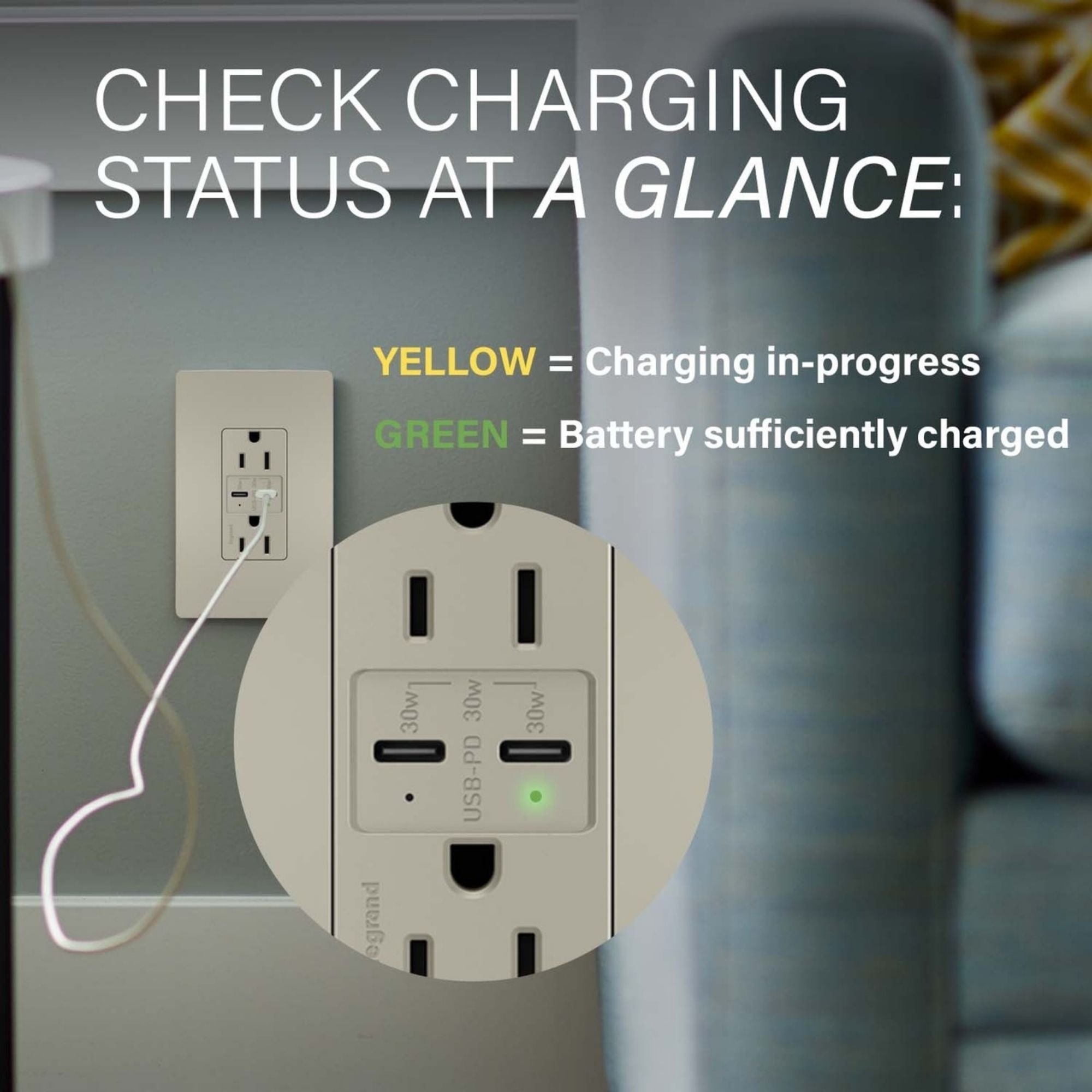 Legrand R26USBPDNICC6 radiant 15A Tamper-Resistant USB Type-C Duplex Outlet, Nickel