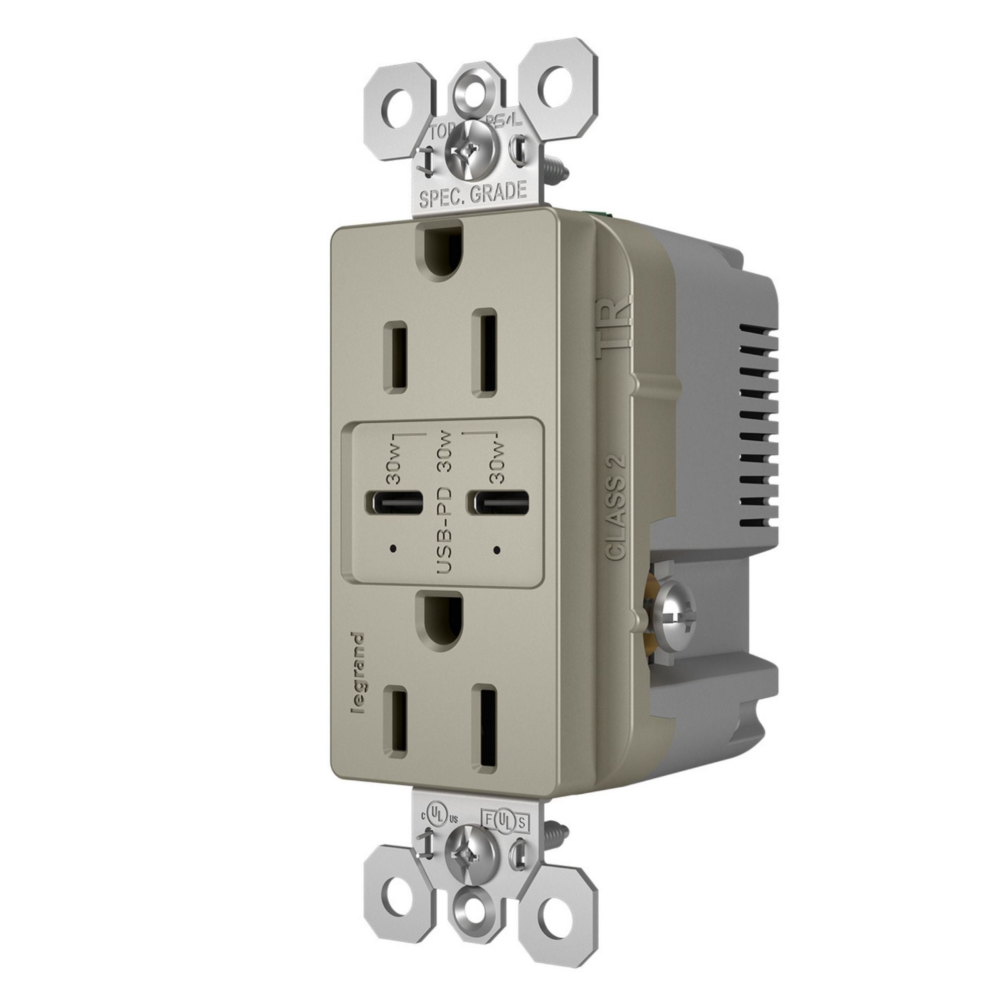 Legrand R26USBPDNICC6 radiant 15A Tamper-Resistant USB Type-C Duplex Outlet, Nickel