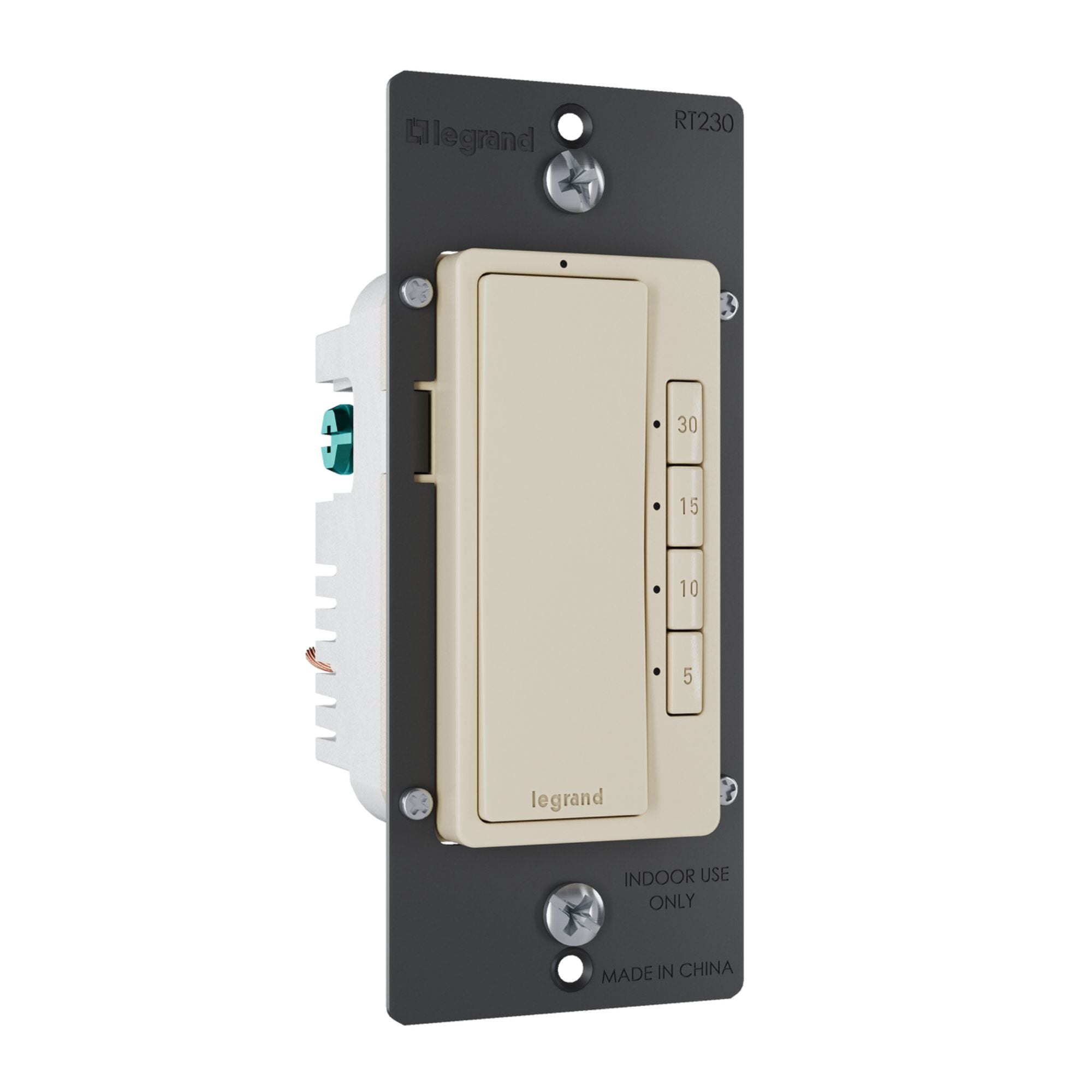 Legrand RT230I radiant Digital Countdown Timer, 800W, Single-Pole, 4-Button, 5-30 Min, Ivory
