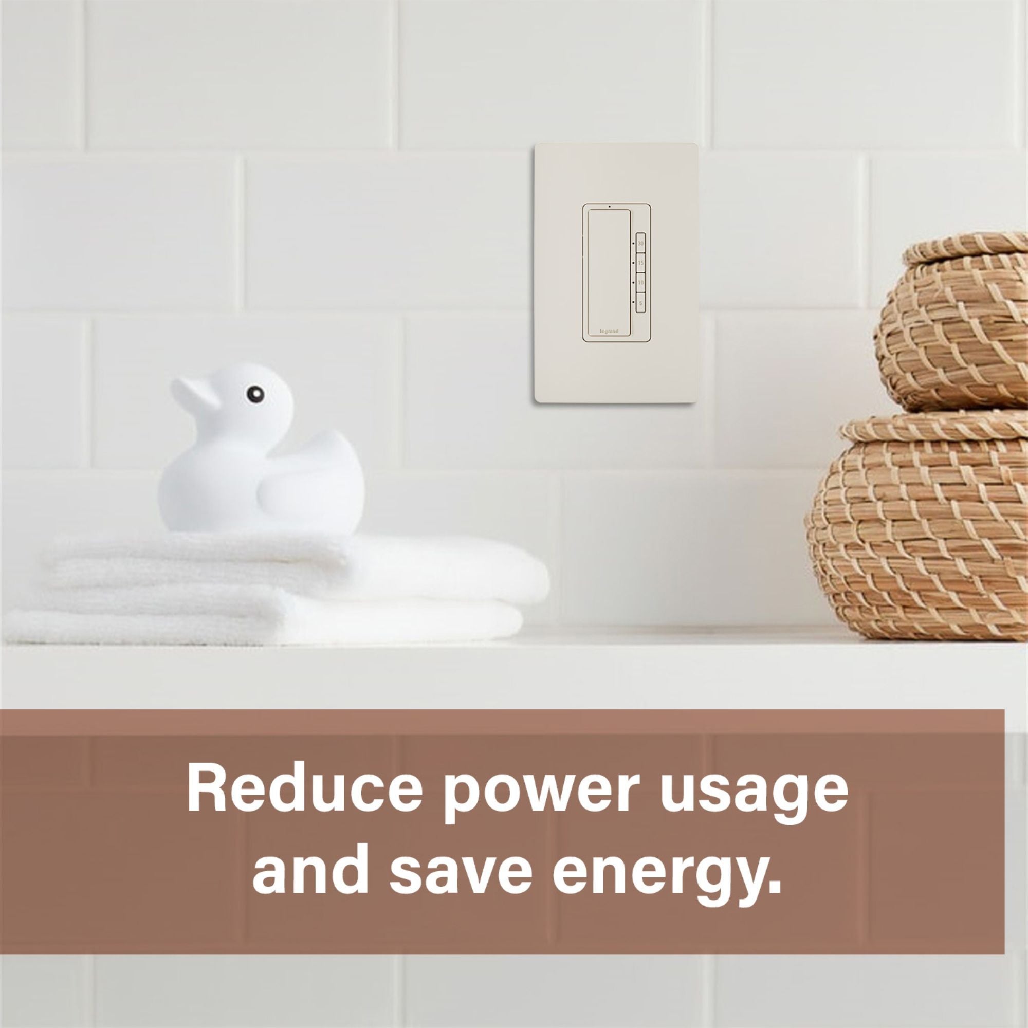 Legrand RT230LA Radiant Digital Countdown Timer, 800W, Single-Pole, 4-Button, 5-30 Min, Light Almond